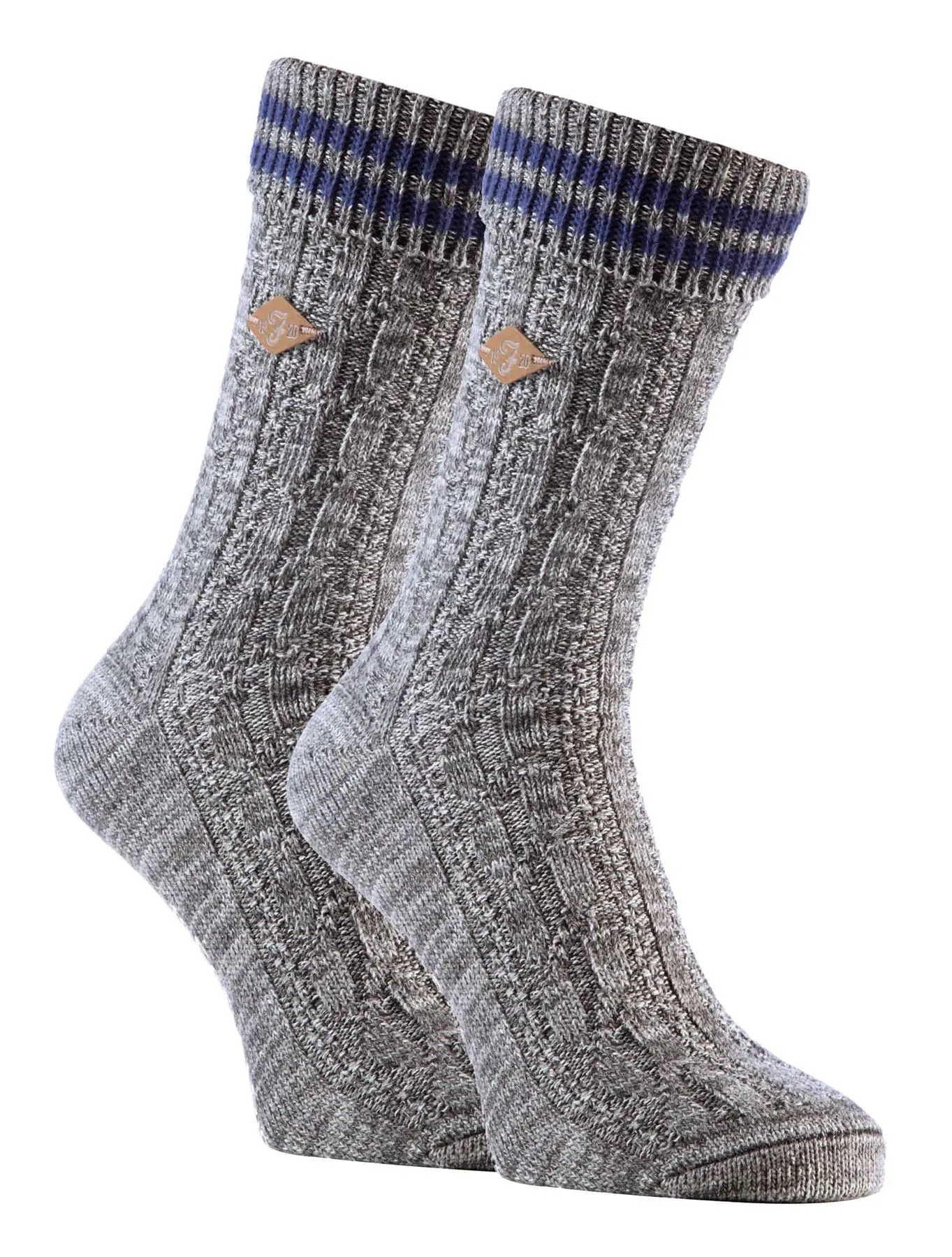 Farah 1920 - 2 Pairs Mens TOT Socks (06 Slate / Med Blue)