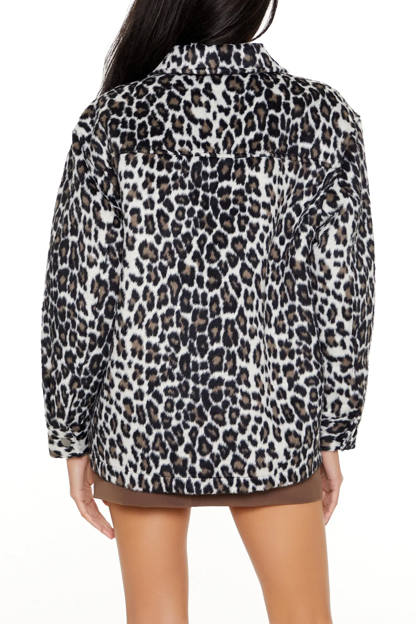 Faux Suede Leopard Print Shacket