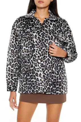 Faux Suede Leopard Print Shacket