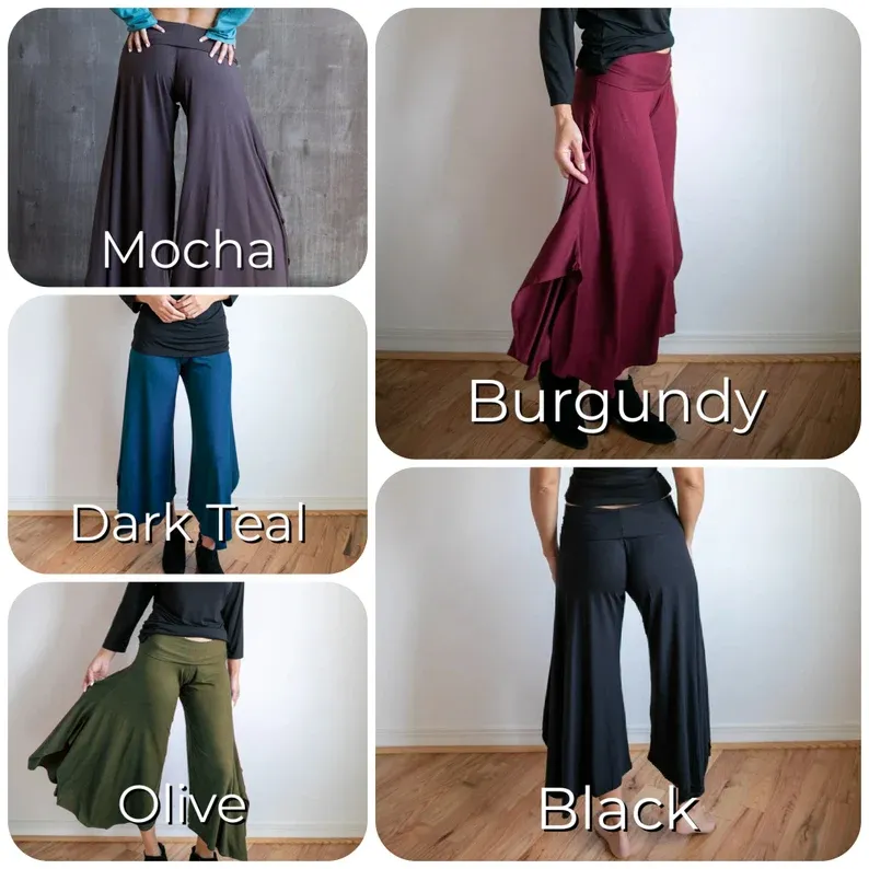 Flowy Long Leg Fold-over Waistband Flared Gaucho Pants