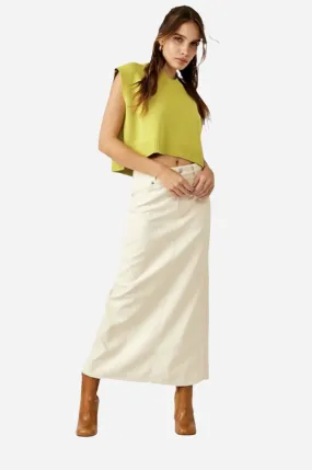 Free People City Slicker Vegan Maxi Skirt in Nilla Cream