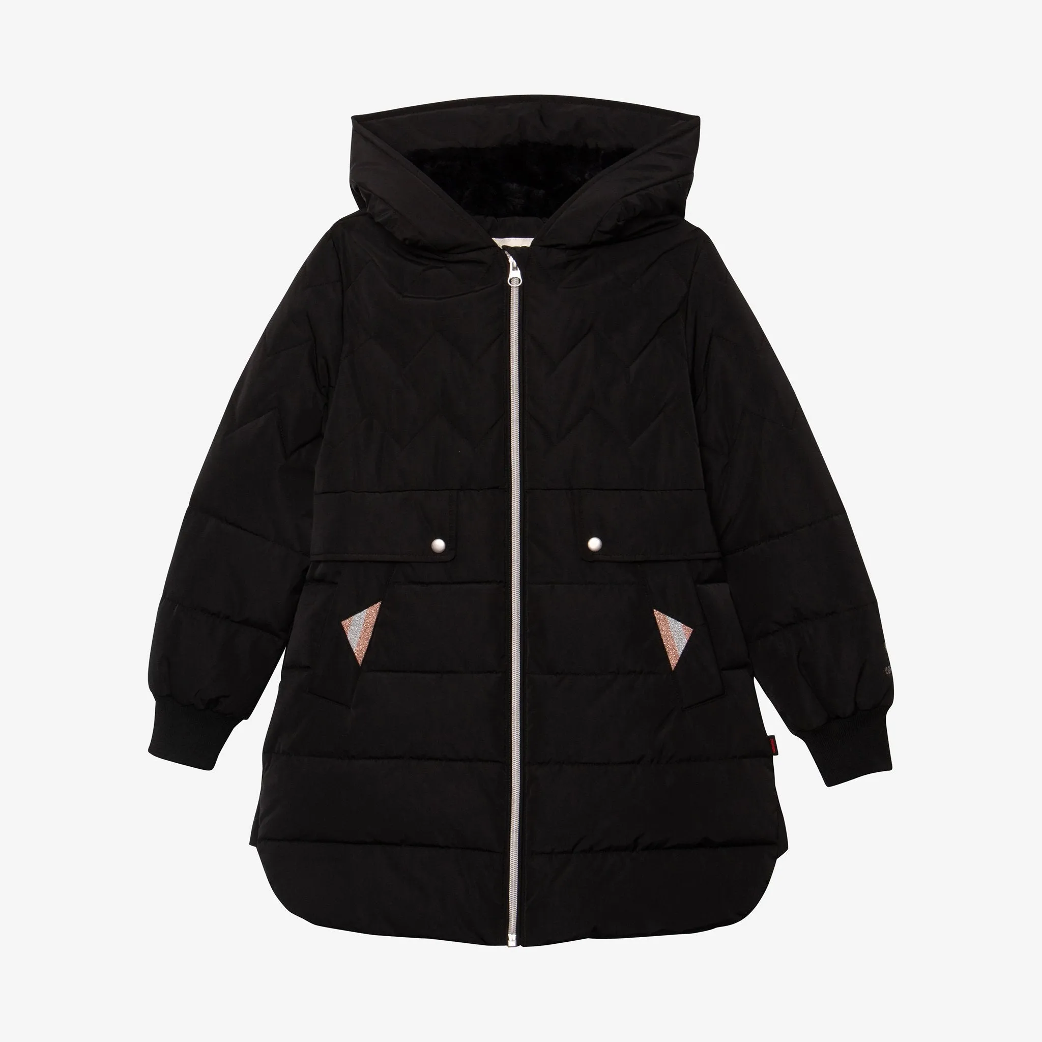 Girl black quilted coat