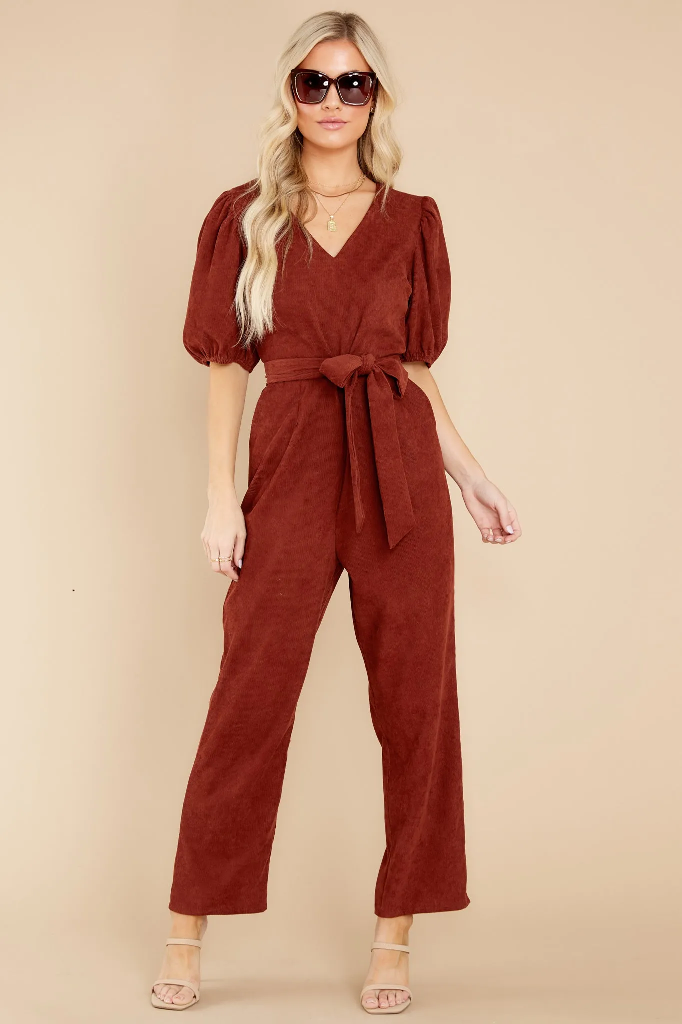 Give A Hint Brown Jumpsuit