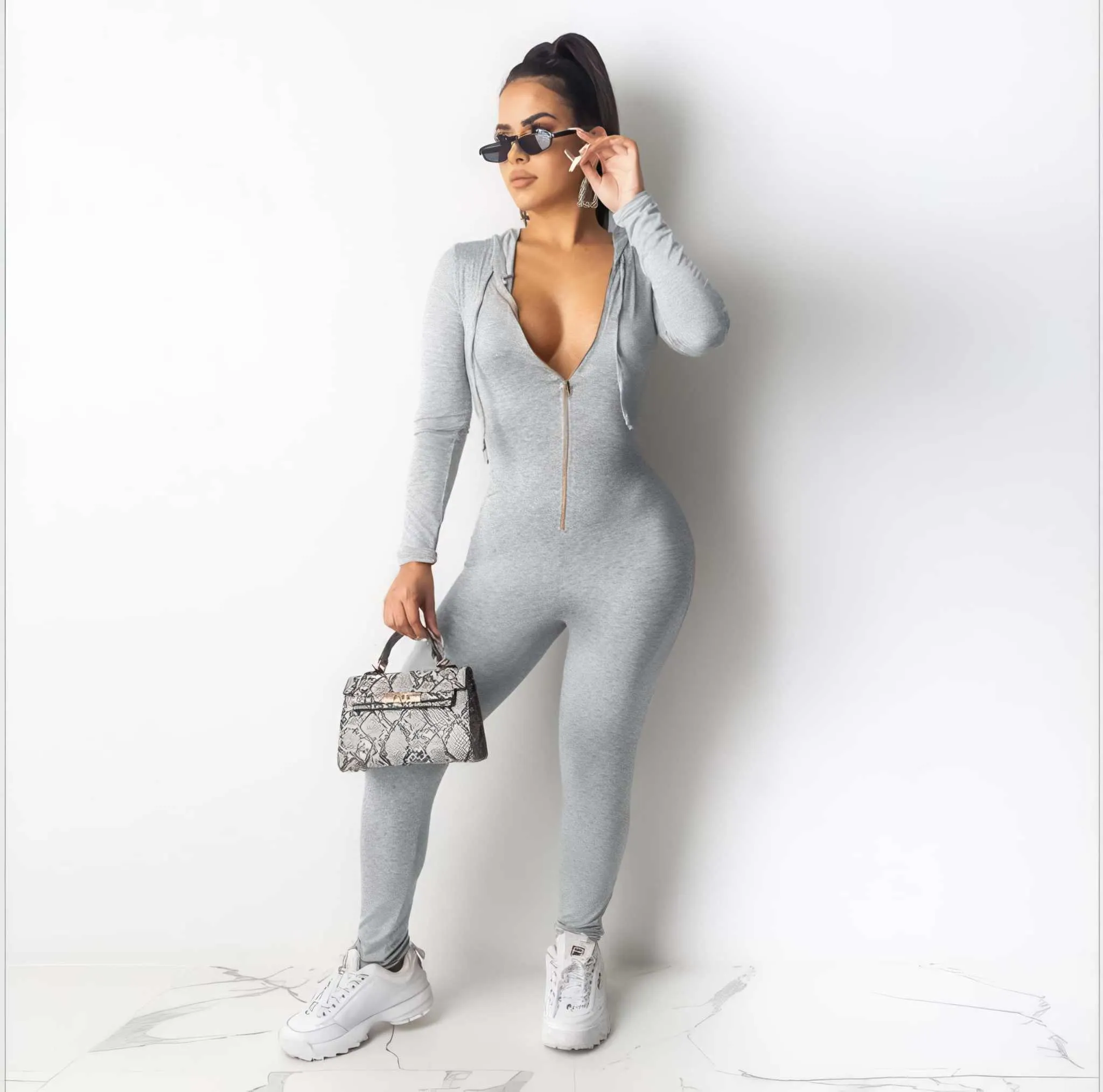 Glow Chic's Fashion Zipper Hoodie Jumpsuit