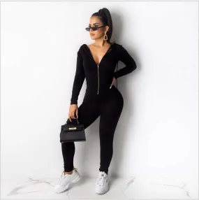 Glow Chic's Fashion Zipper Hoodie Jumpsuit