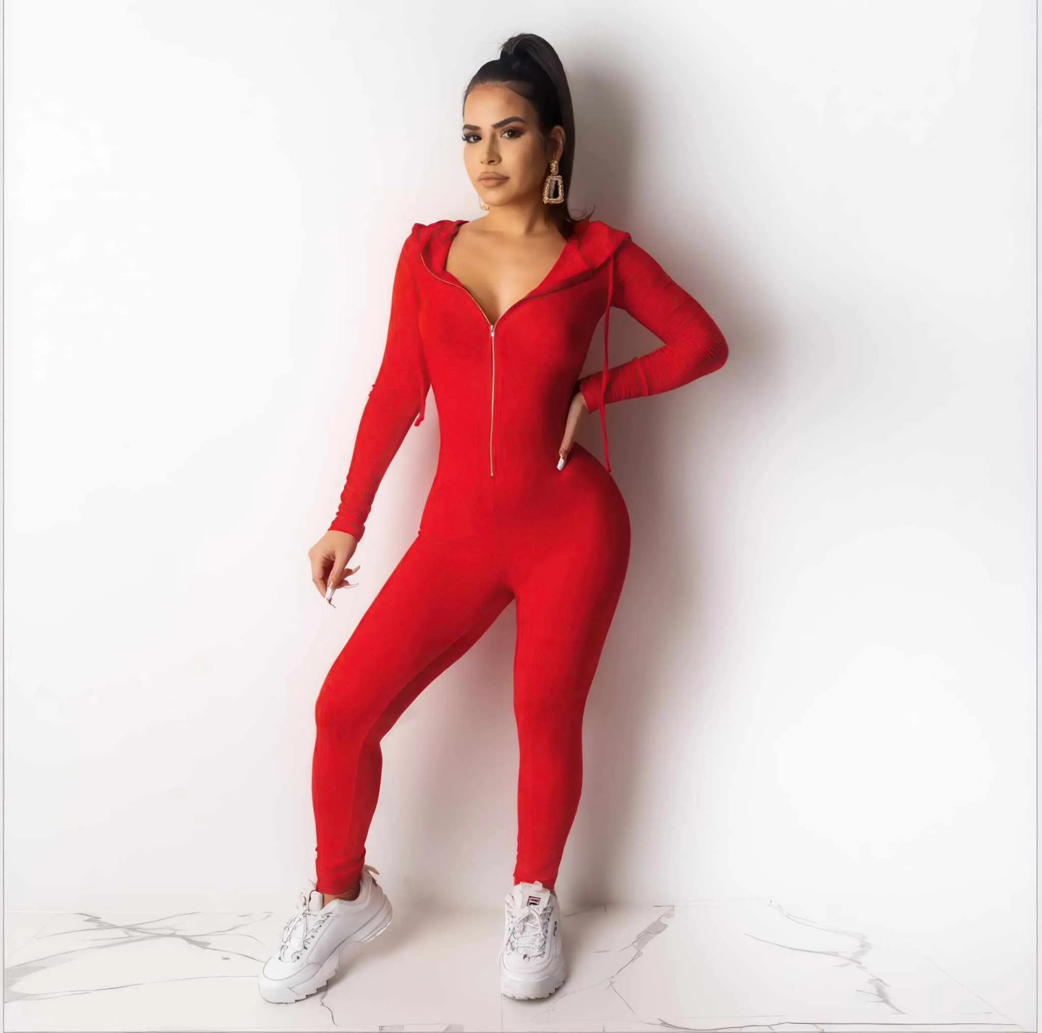 Glow Chic's Fashion Zipper Hoodie Jumpsuit