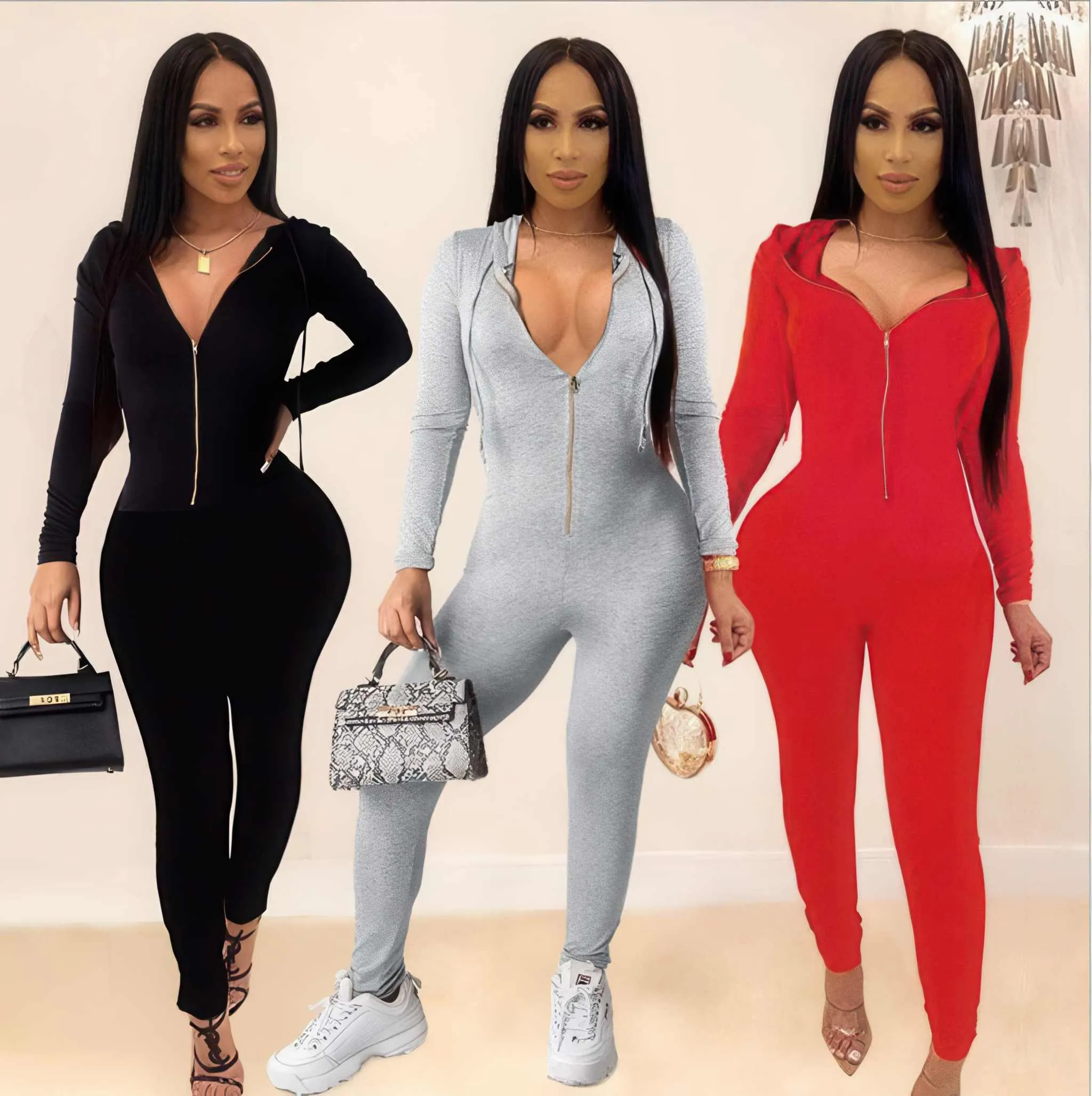 Glow Chic's Fashion Zipper Hoodie Jumpsuit