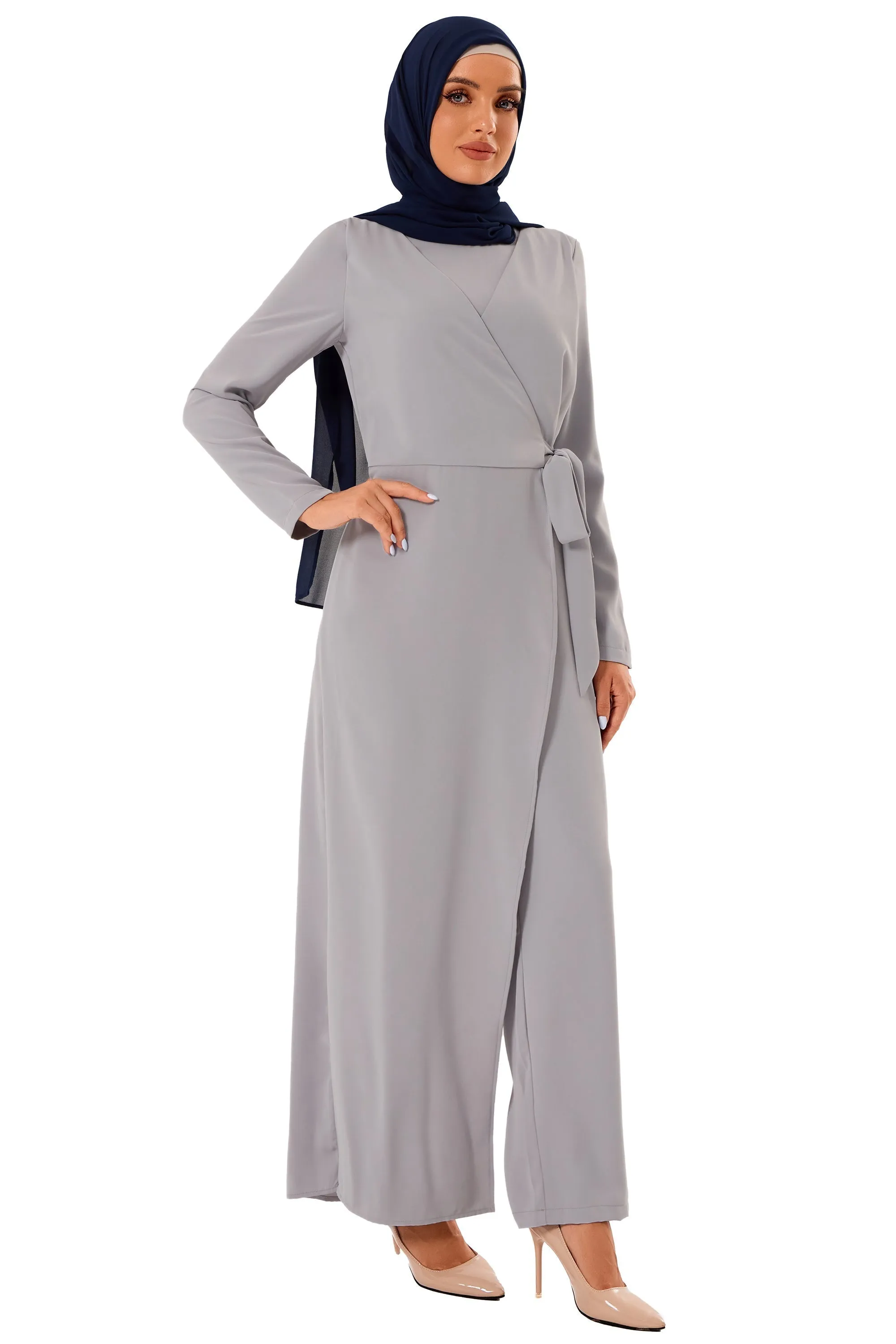 Gray Side Knot Jumpsuit-CLEARANCE