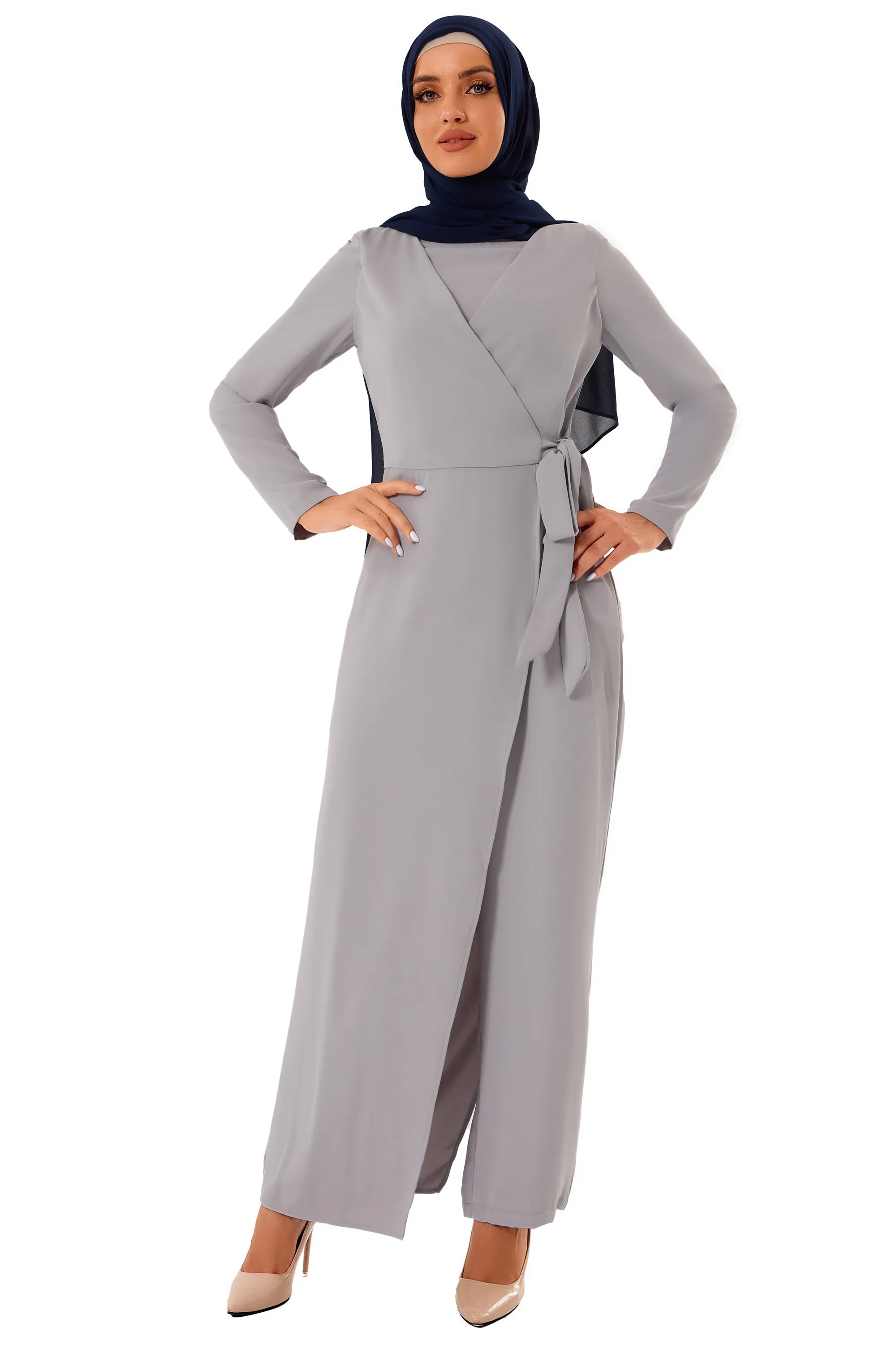 Gray Side Knot Jumpsuit-CLEARANCE