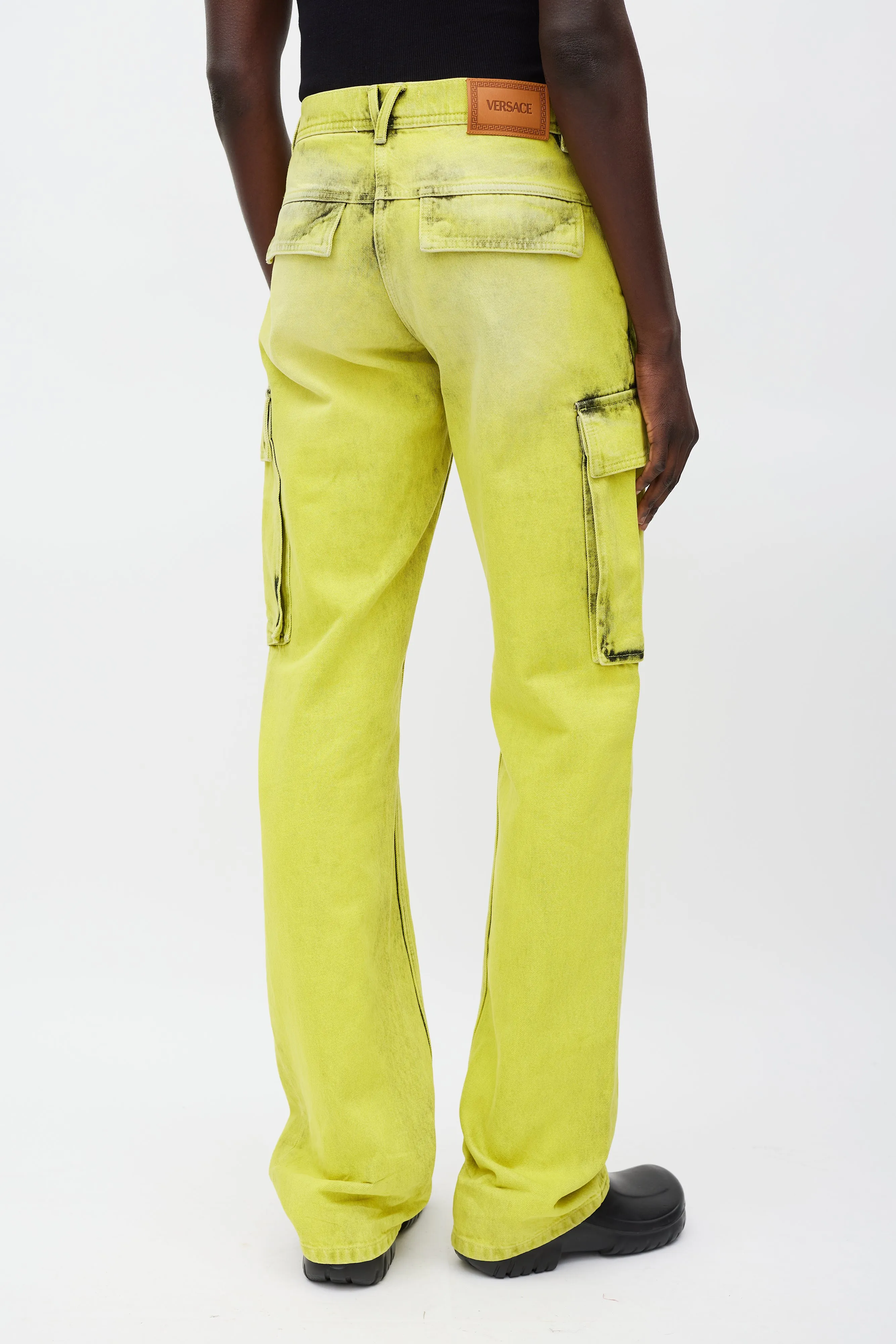 Green Acid Wash Cargo Jeans