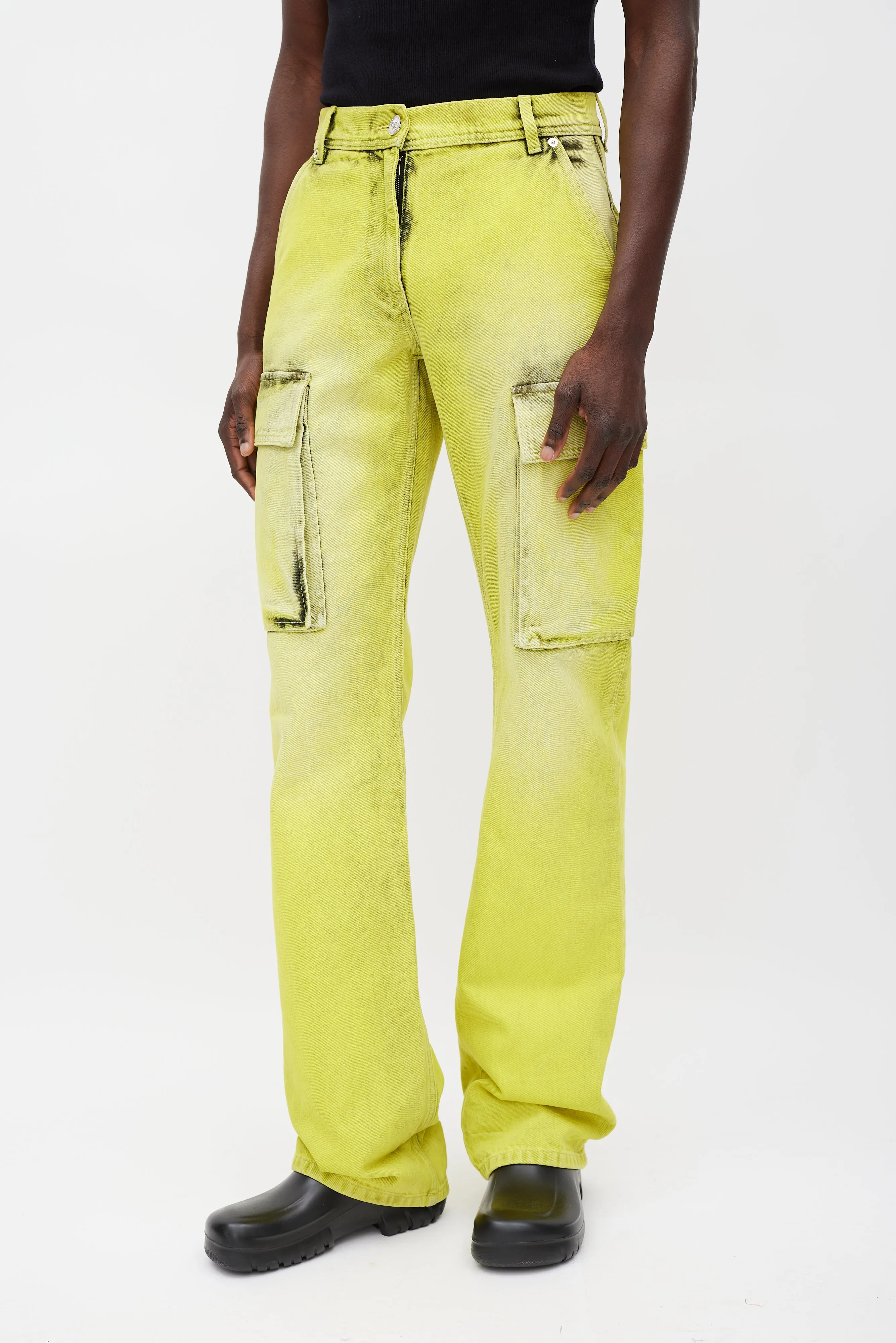 Green Acid Wash Cargo Jeans