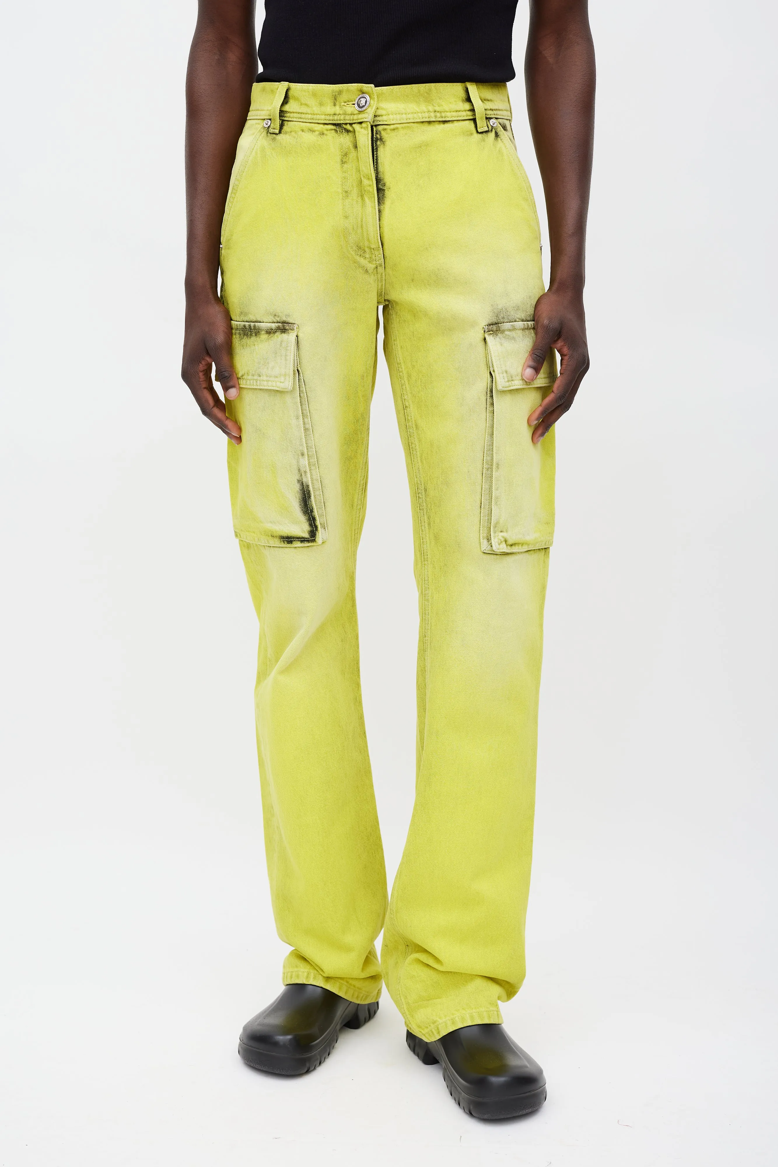 Green Acid Wash Cargo Jeans