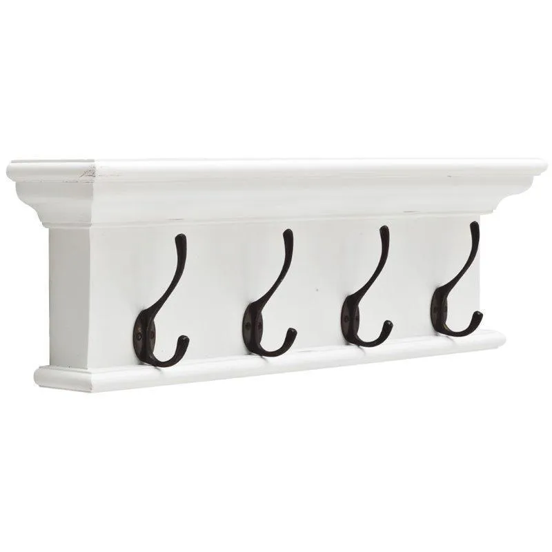 Halifax White 4 Hook Coat Rack