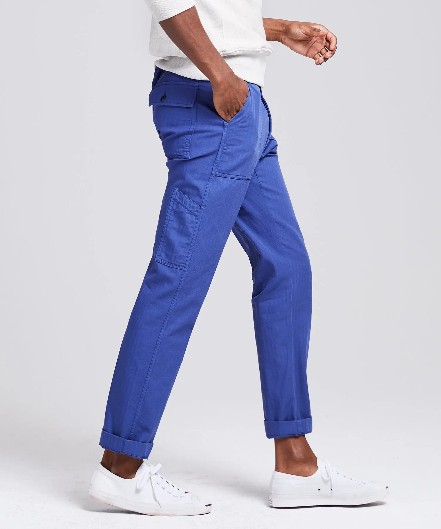 Herringbone Camp Pant in French Blue