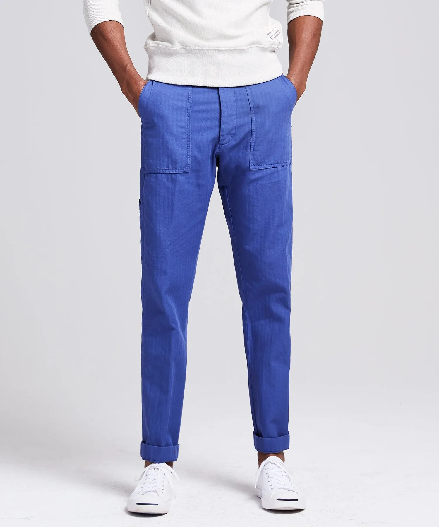 Herringbone Camp Pant in French Blue