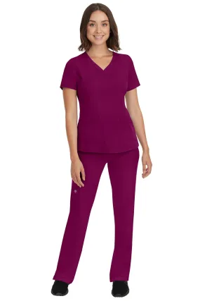 HH Works Women's Scrub Set Monica Top & Petite Rebecca Pant | Wine