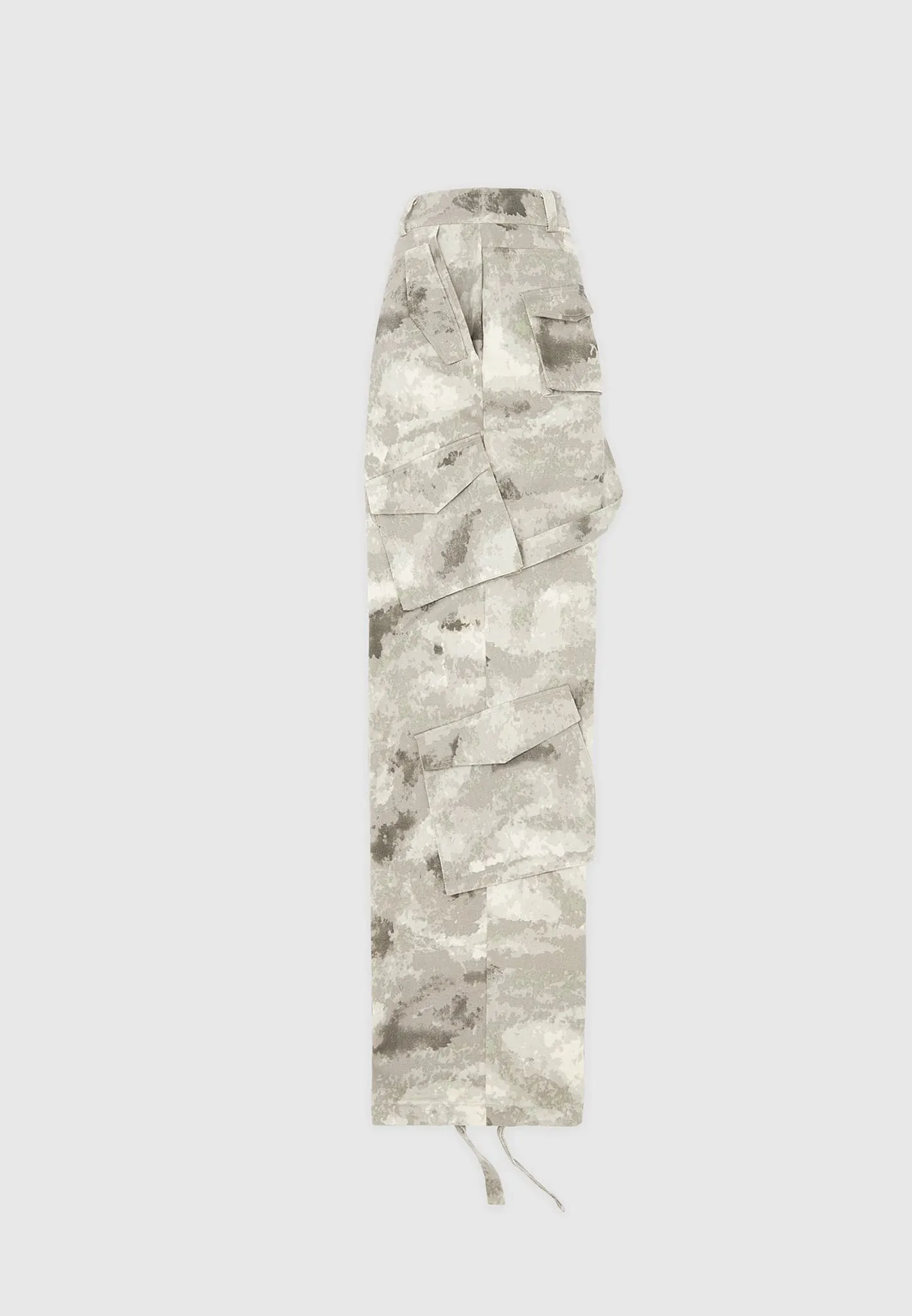 High Waisted Camo Cargo Pants - Grey