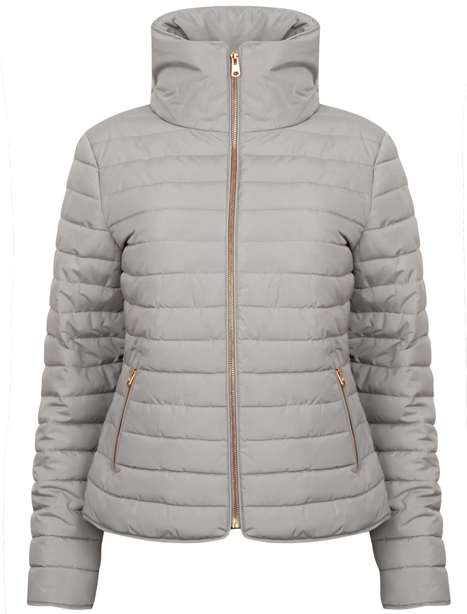 Honey 2 Funnel Neck Quilted Jacket in Silver Sconce - Tokyo Laundry