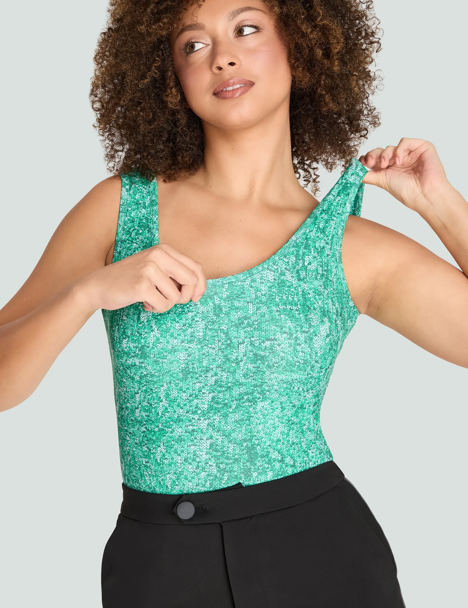 Iconic Scoop Neck Tank Bodysuit - Verde Mi Amor