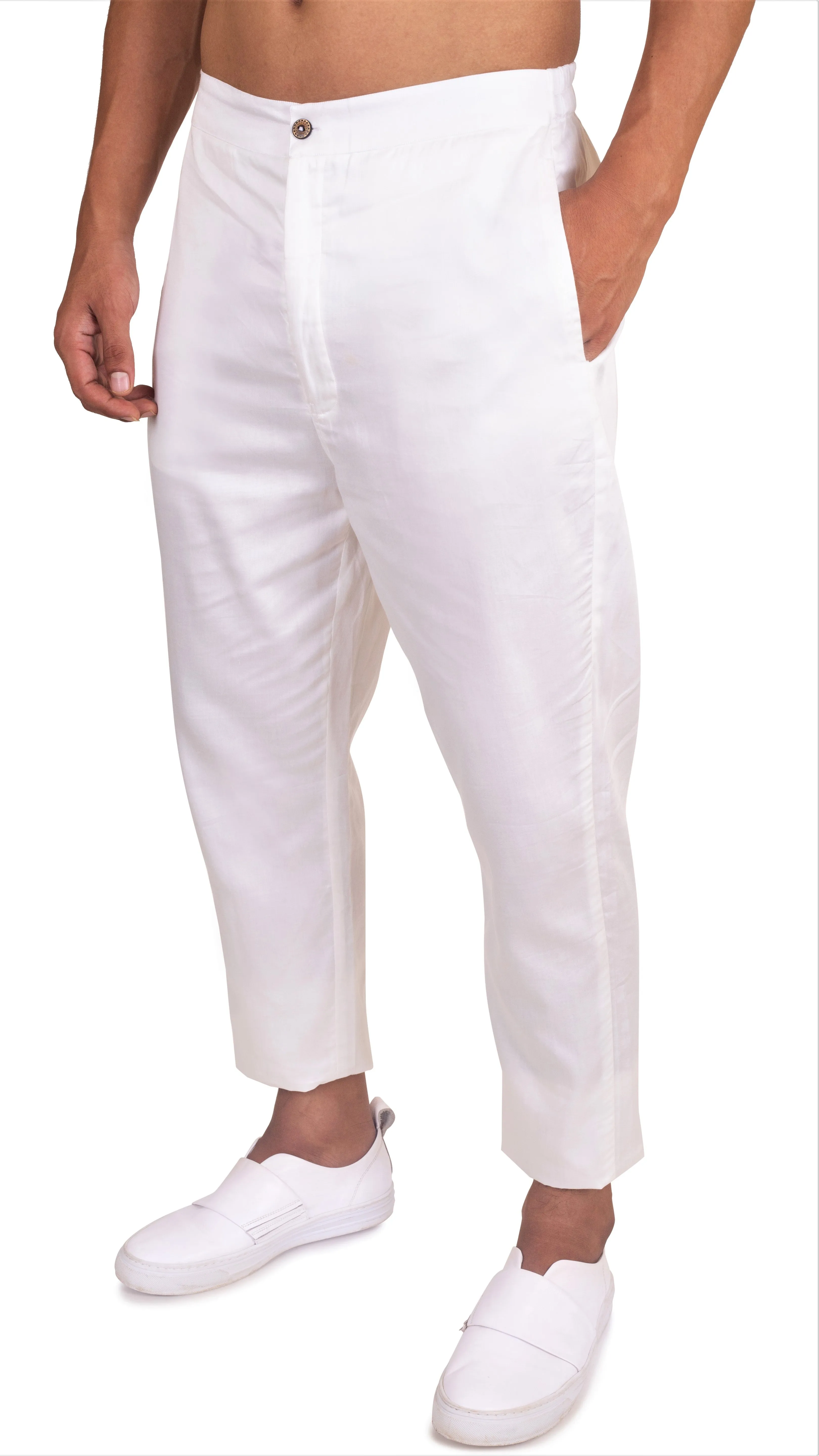 IVORY WHITE COTTON PYJAMA WITH ELASTIC WAIST BAND