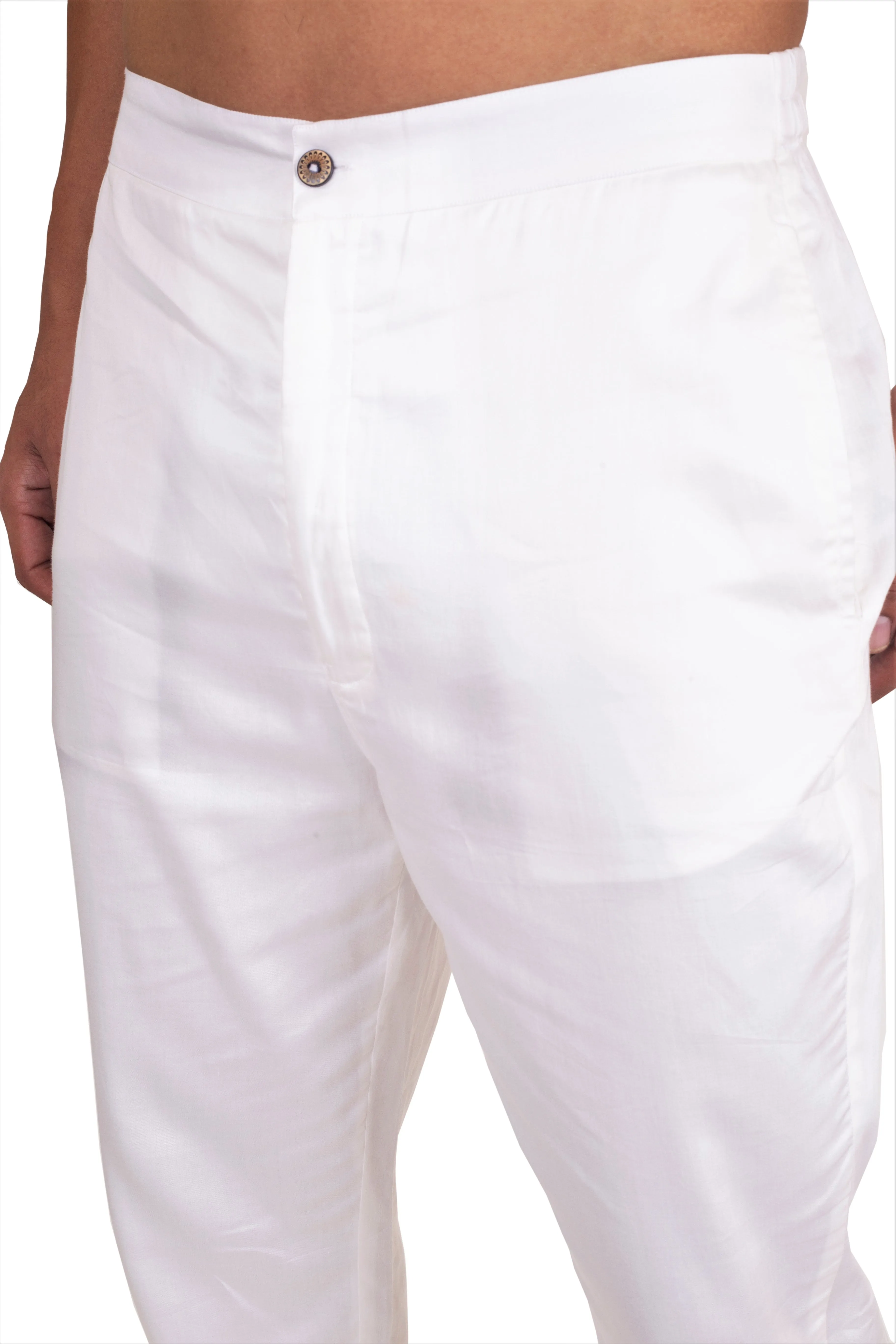 IVORY WHITE COTTON PYJAMA WITH ELASTIC WAIST BAND