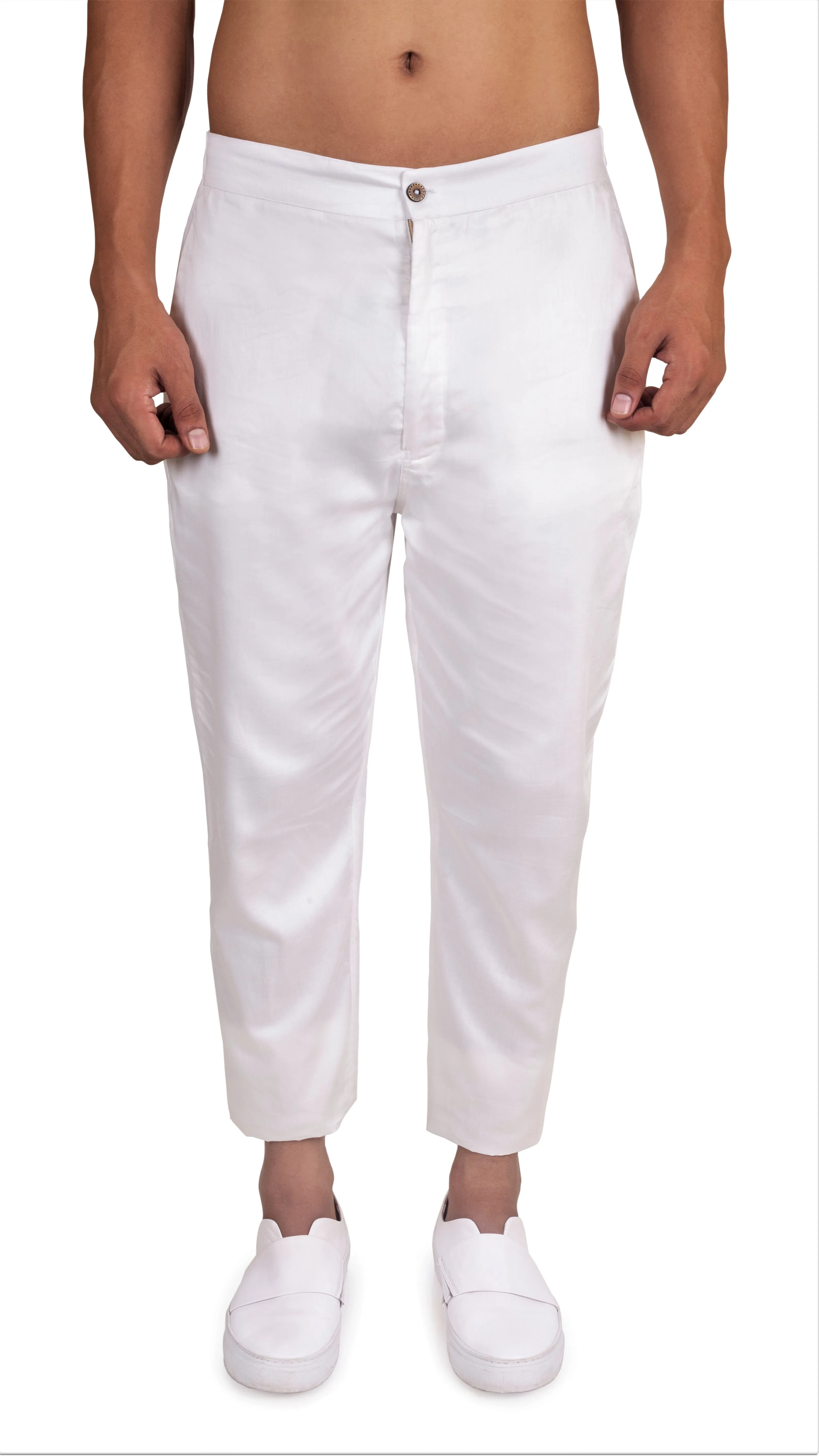 IVORY WHITE COTTON PYJAMA WITH ELASTIC WAIST BAND