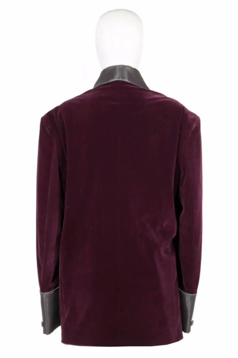 Jackets Men Burgundy Velvet Robe De chambre Evening Dinner Coat Robe