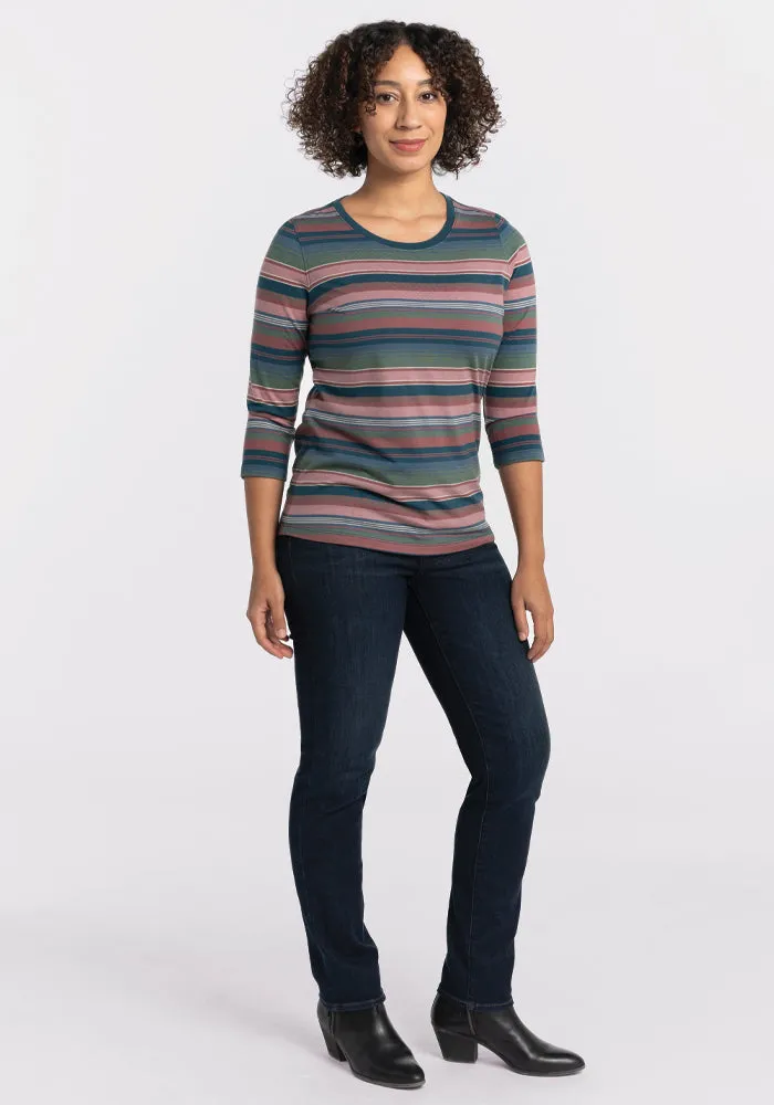 Jenny 3/4 Sleeve Crew Neck - Adirondack 2.0 Stripe