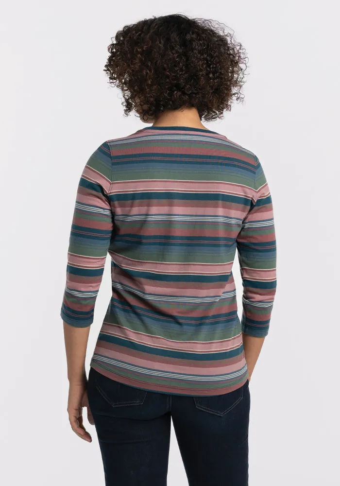 Jenny 3/4 Sleeve Crew Neck - Adirondack 2.0 Stripe