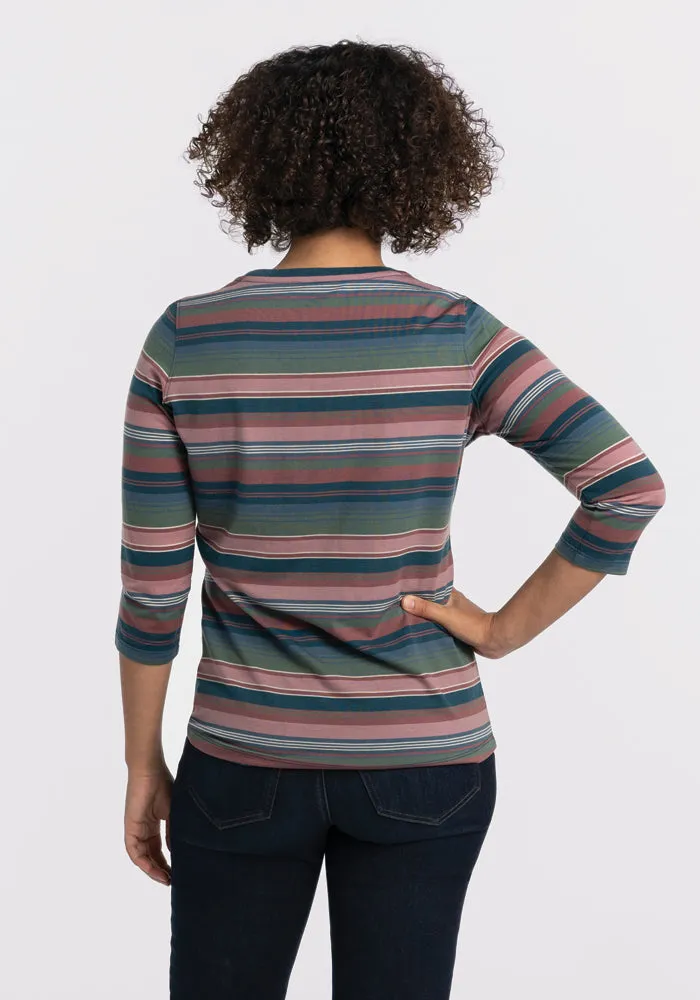 Jenny 3/4 Sleeve Crew Neck - Adirondack 2.0 Stripe