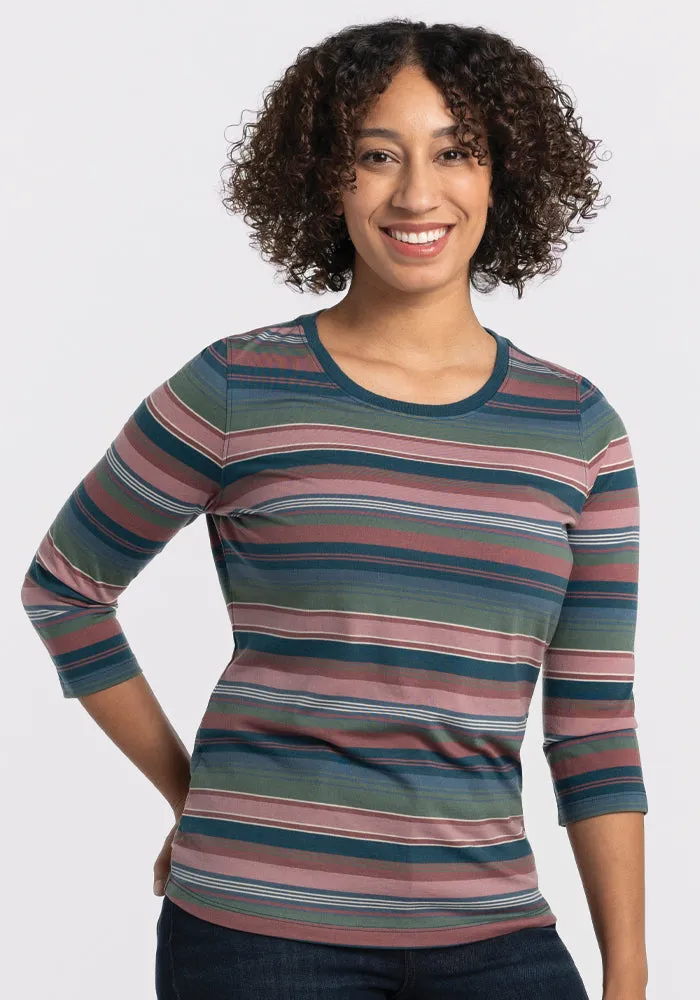 Jenny 3/4 Sleeve Crew Neck - Adirondack 2.0 Stripe