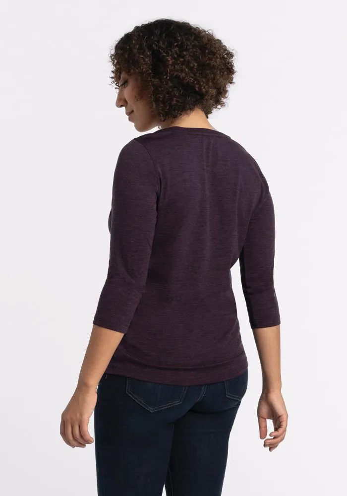 Jenny 3/4 Sleeve Crew Neck - Deep Plum