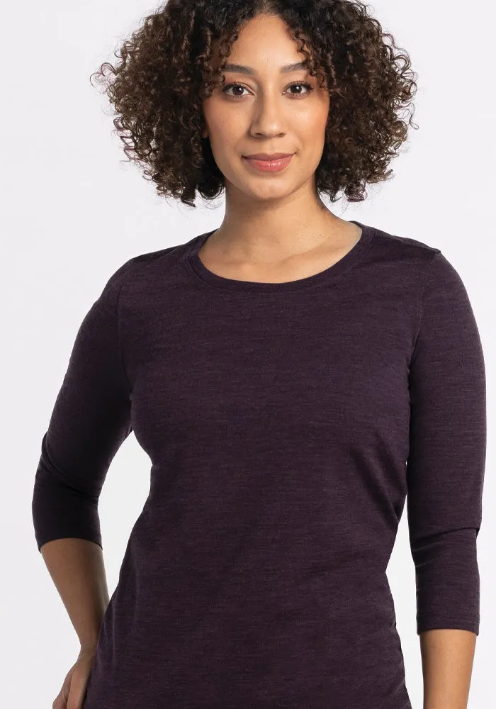 Jenny 3/4 Sleeve Crew Neck - Deep Plum