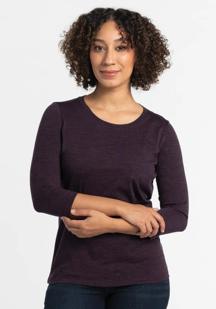 Jenny 3/4 Sleeve Crew Neck - Deep Plum