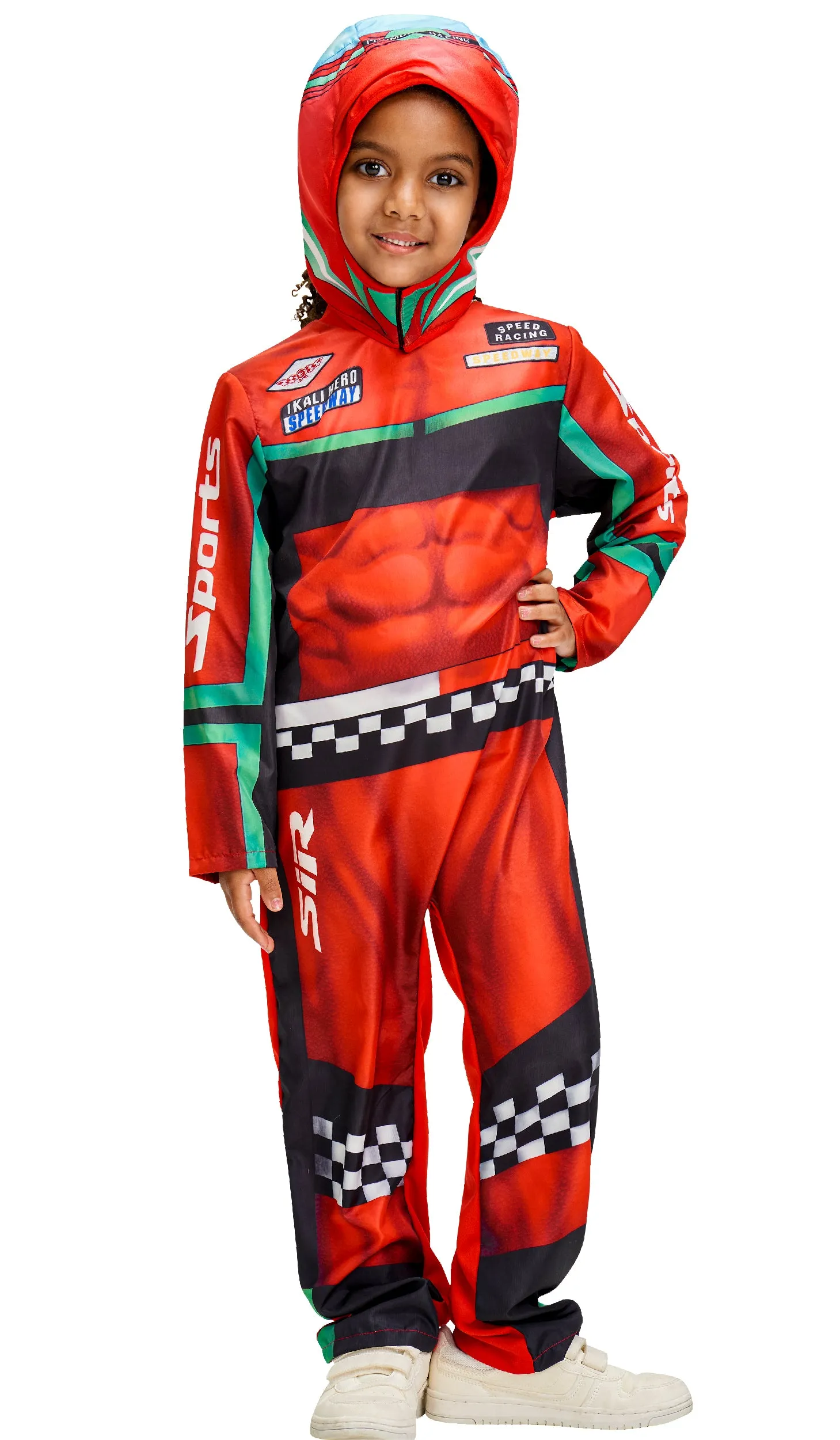 Kids Racer Jumpsuit Helmet Set Halloween Costume