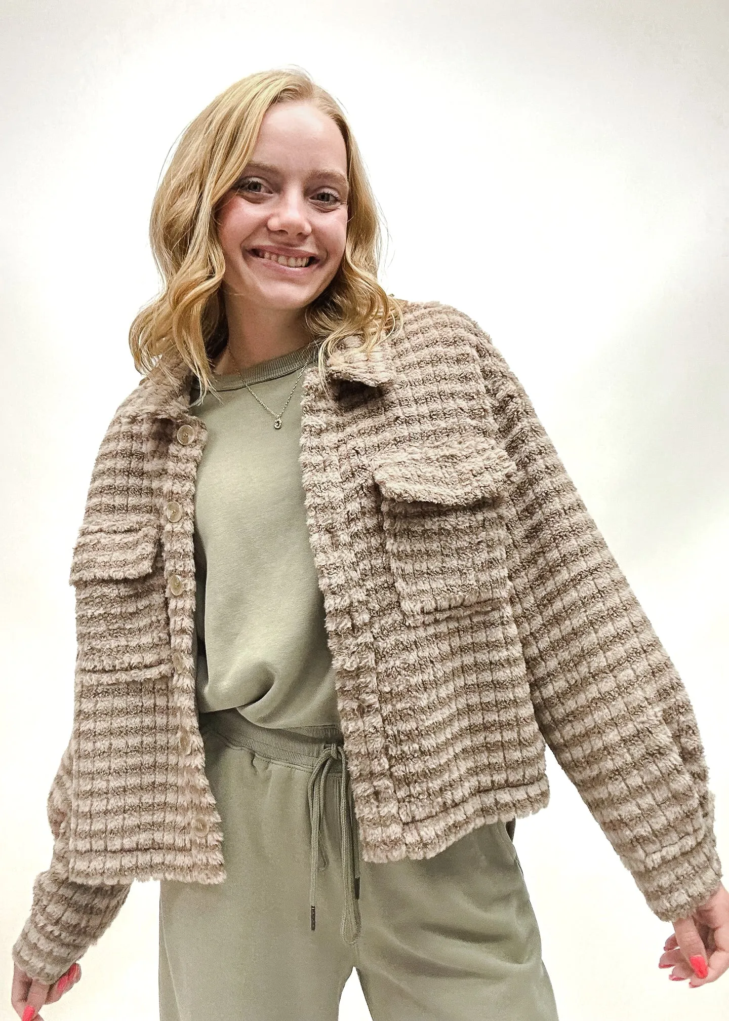 Lanie Fleece Shacket - Mocha