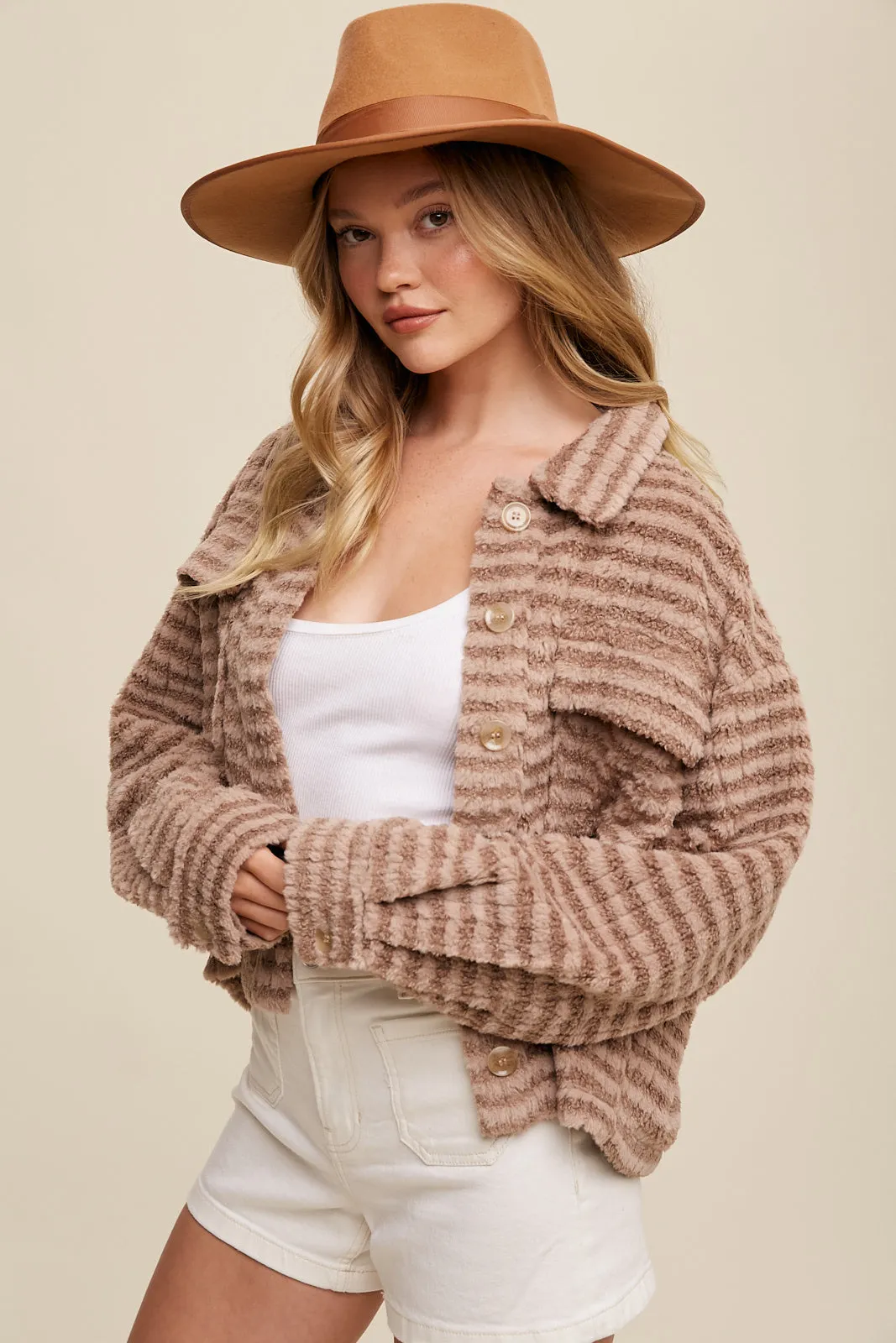 Lanie Fleece Shacket - Mocha