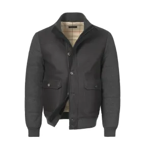 Leather and Cashmere Bomber Jacket in Grey