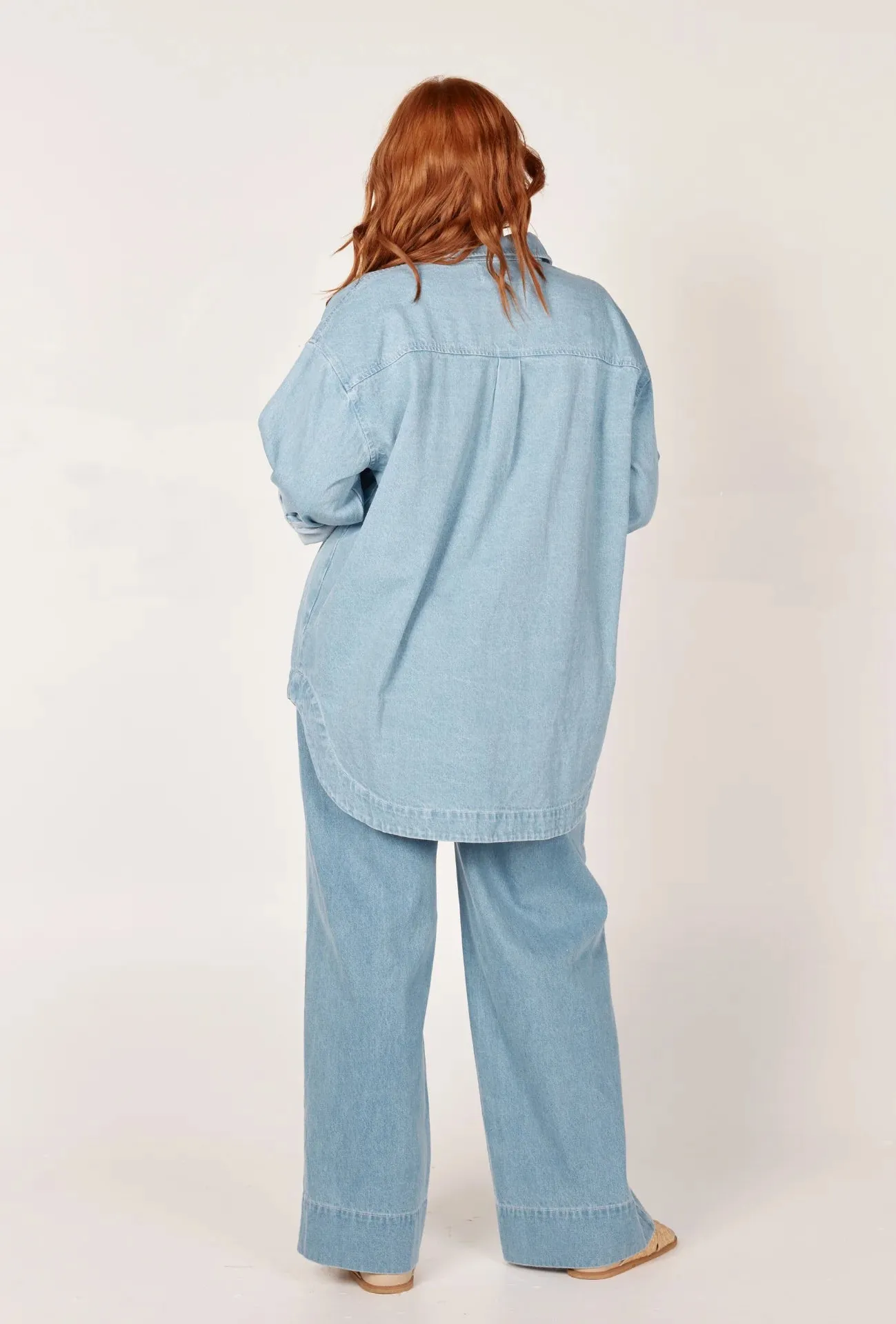 Leda Shacket - Light Blue Wash