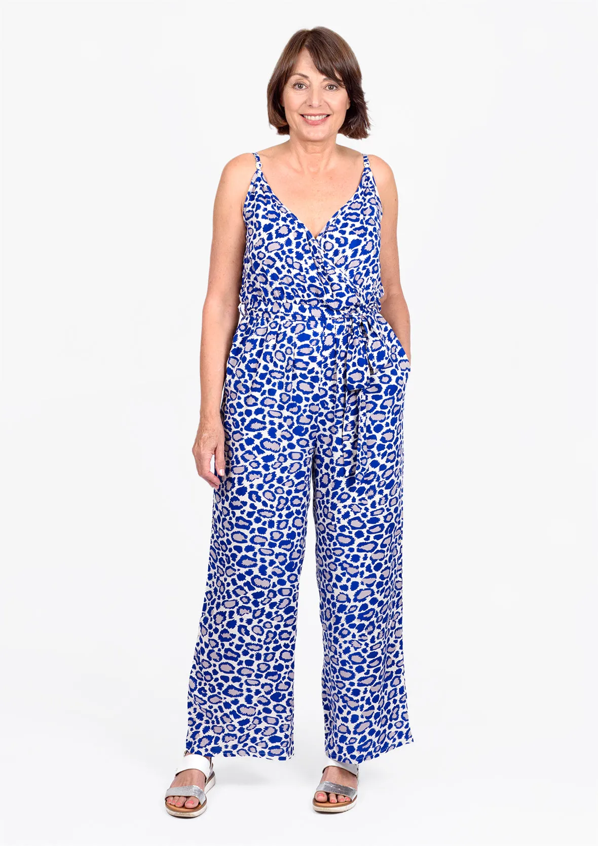 Leopard Wrap Front Jumpsuit