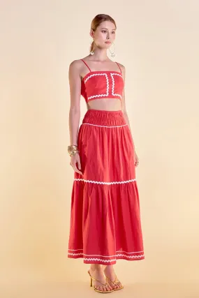 Linen Maxi Skirt w/ Ric Rac Trim