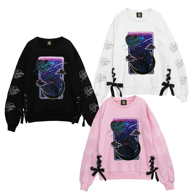 Listen Flavor cat on a moonlit night sweater