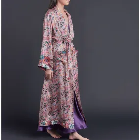 Long Claudette Robe in Lockwood Liberty Print Silk Satin