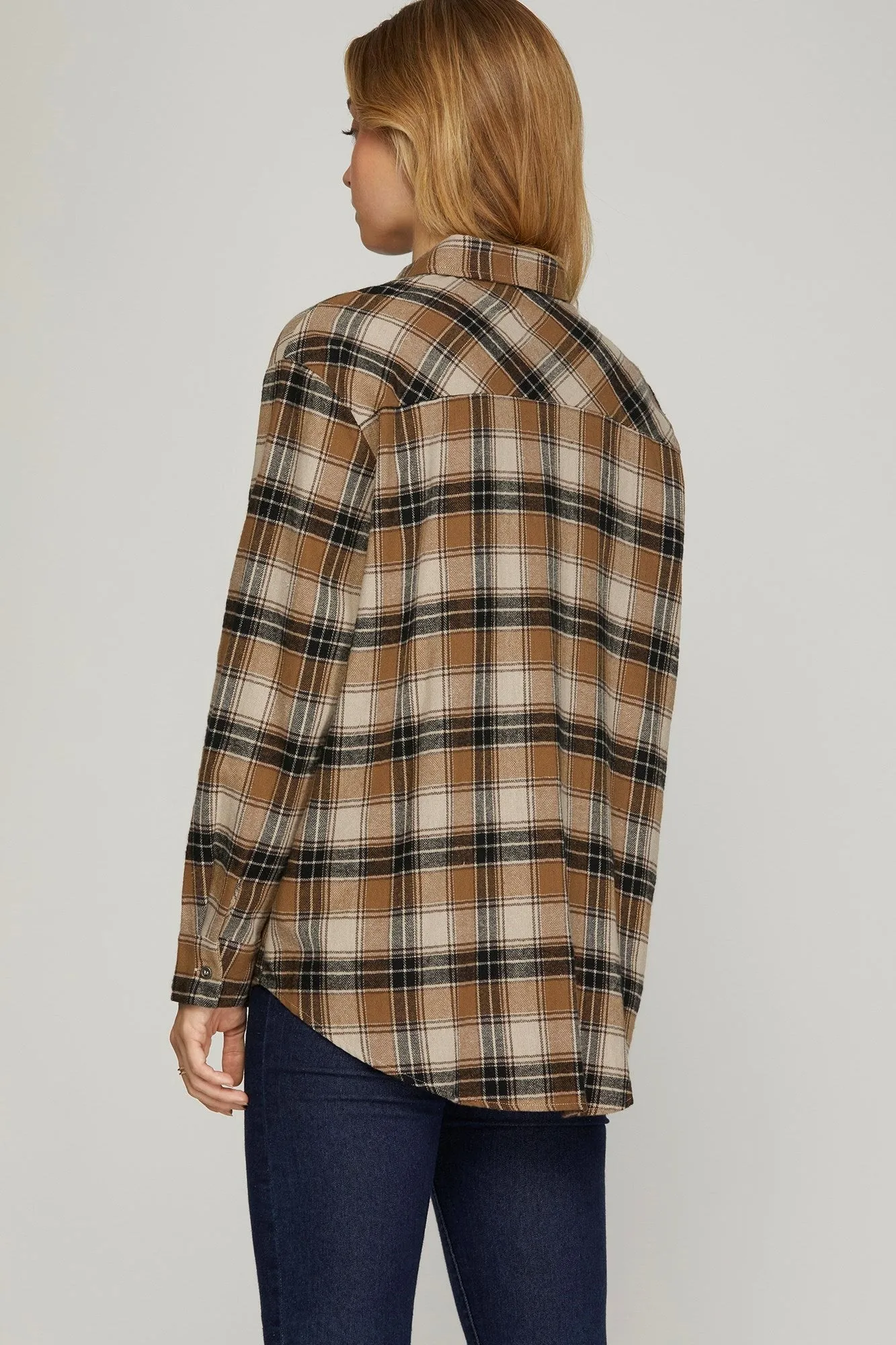 Long Sleeve Woven Plaid Shirt