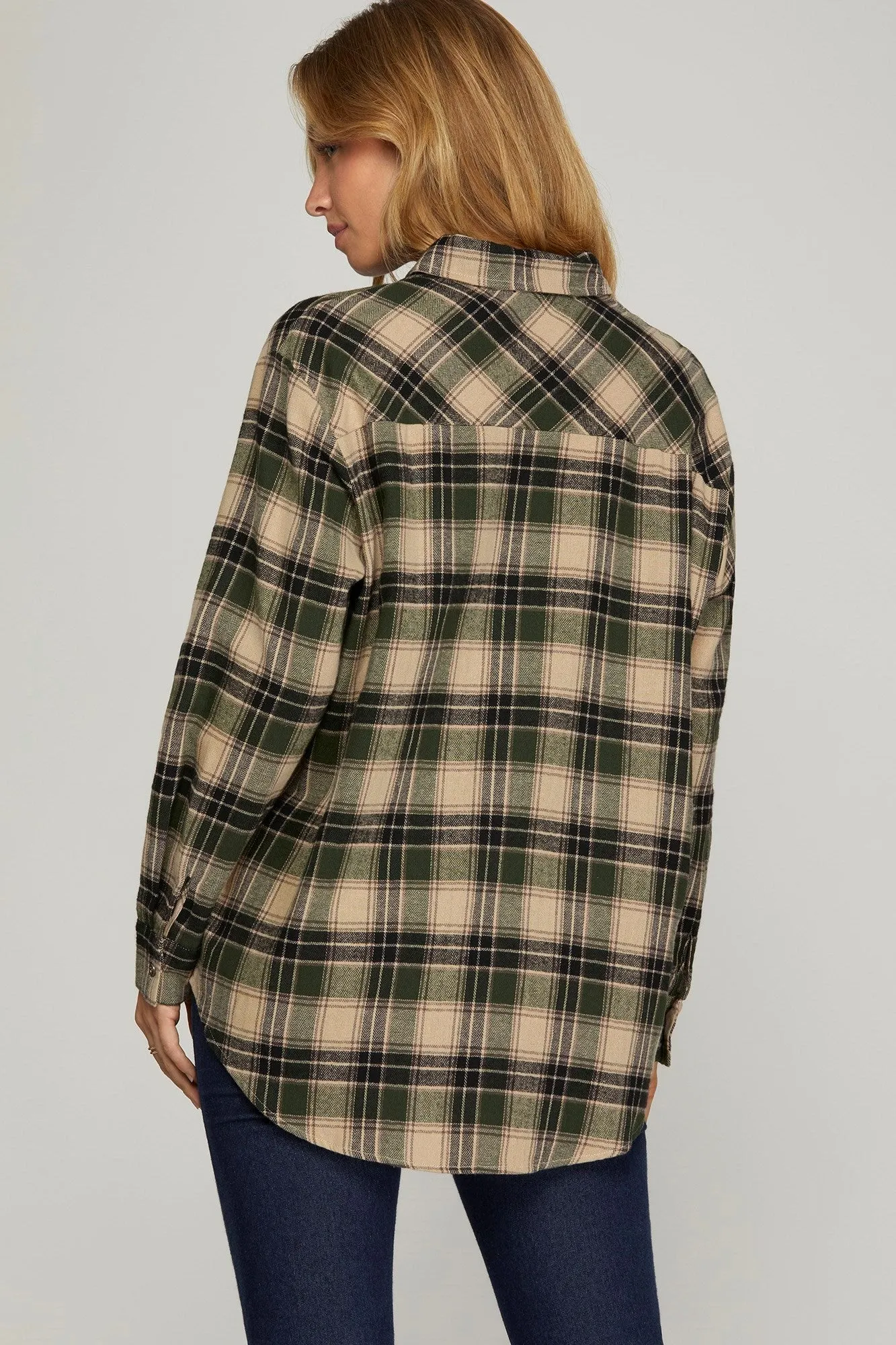 Long Sleeve Woven Plaid Shirt