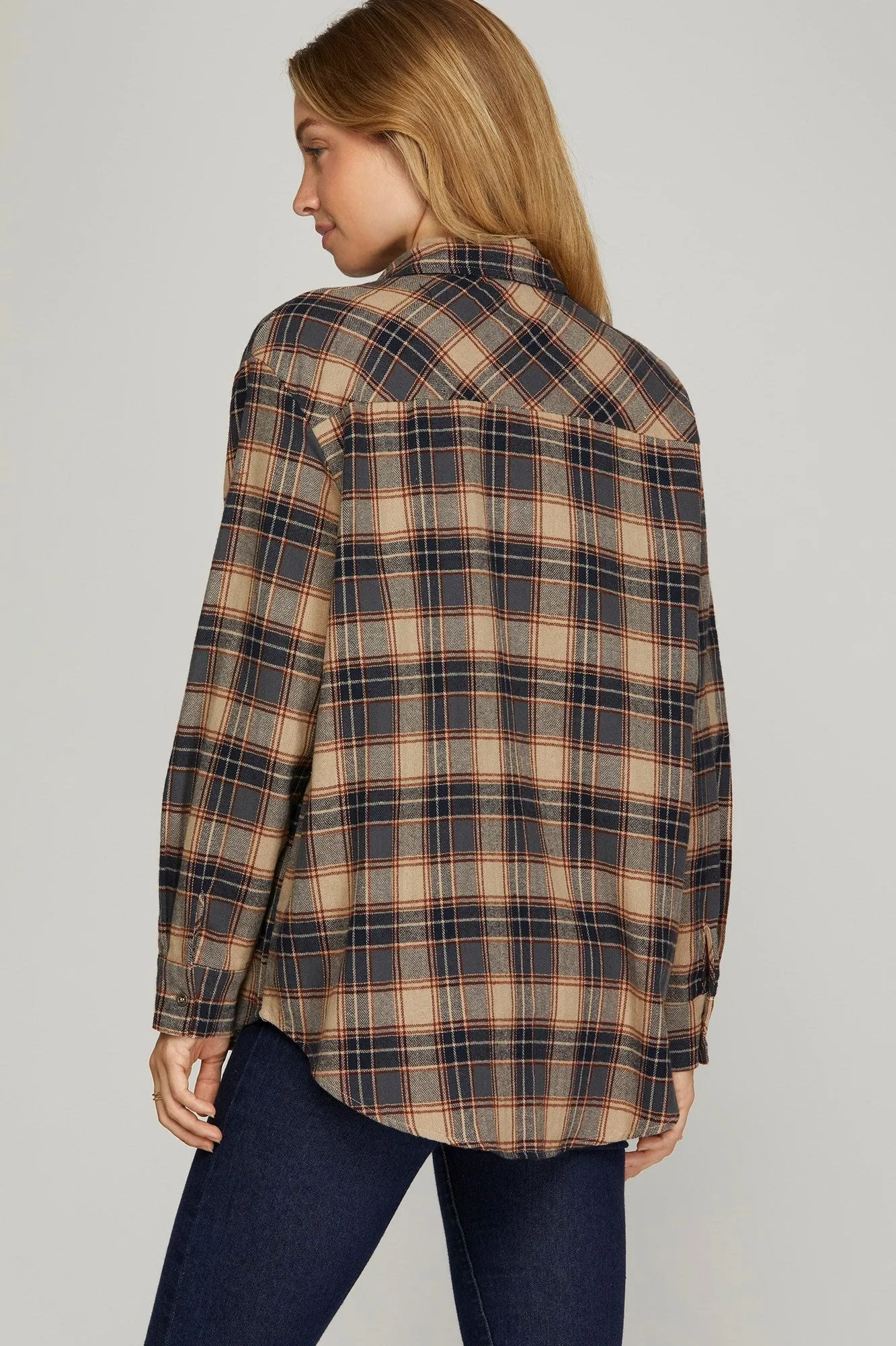 Long Sleeve Woven Plaid Shirt