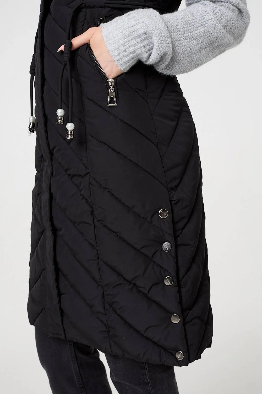 Longline Adjustable Waist Hooded Gilet