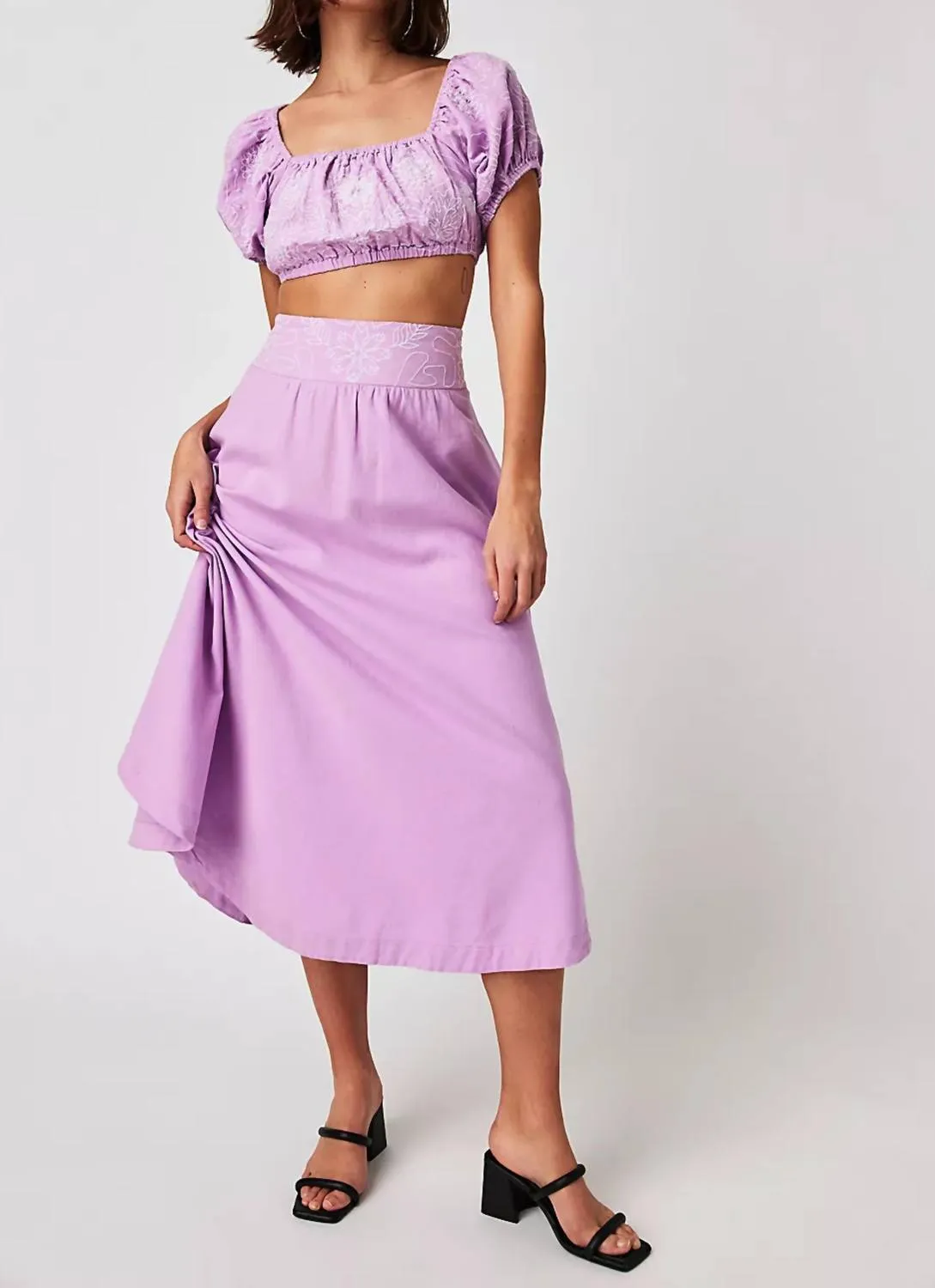 Lotus Crop Top And Skirt Set