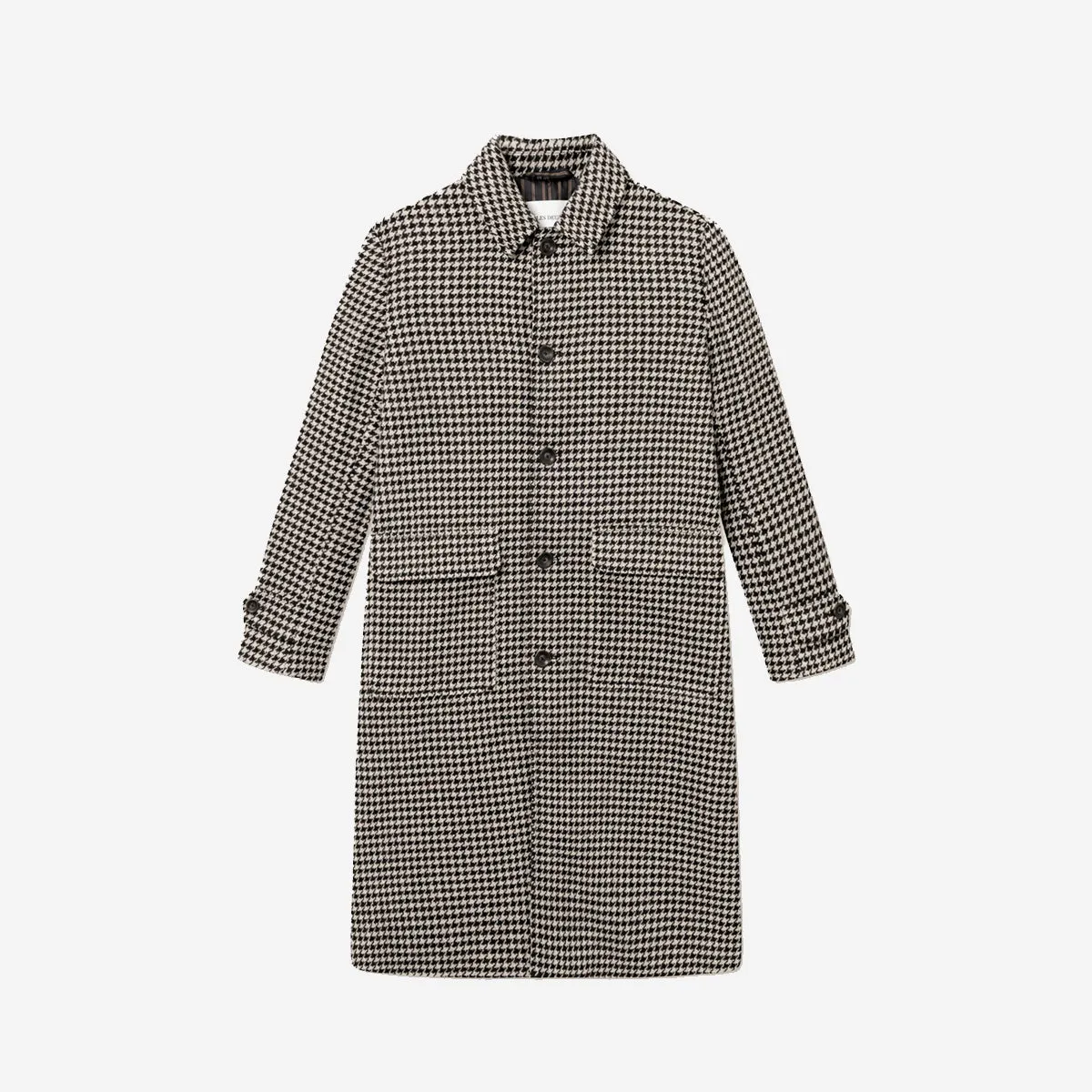 Maximilian Houndstooth Wool Coat - Light Desert Sand/Black