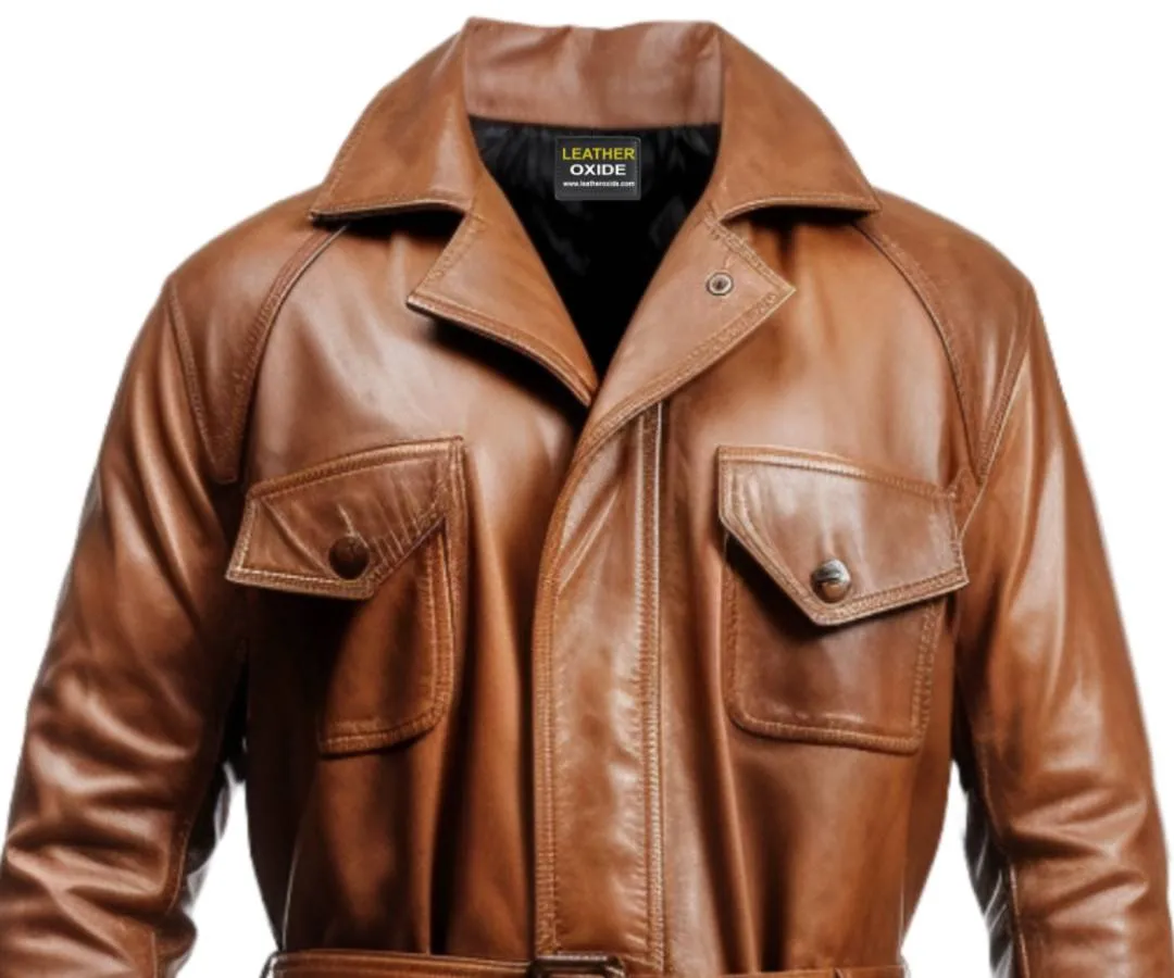 Men Brown Leather Coat- Leather Coat Brown for Men